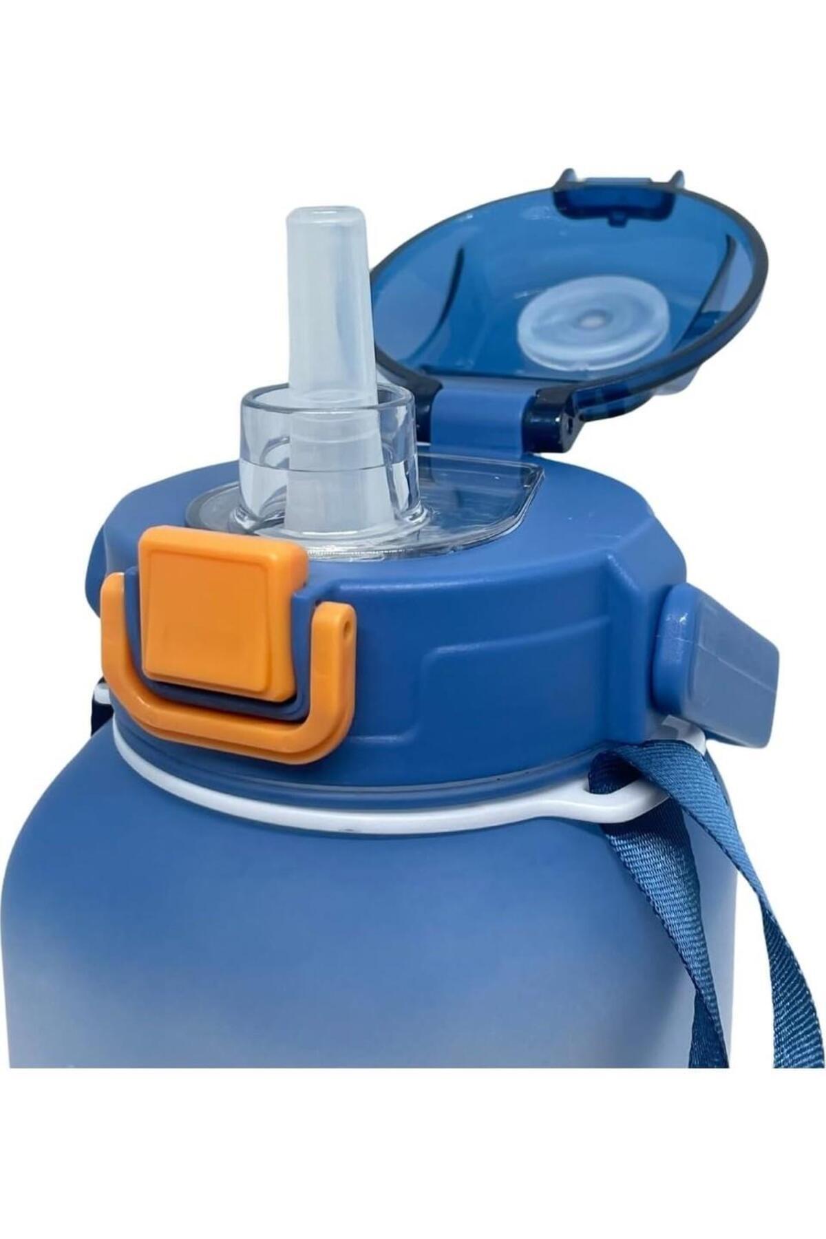 Vagon-Tritan Water Bottle 1100 ml Children's Straw Without Straw Use Water Bottle with Strap Sticker (Mixed Color 3
