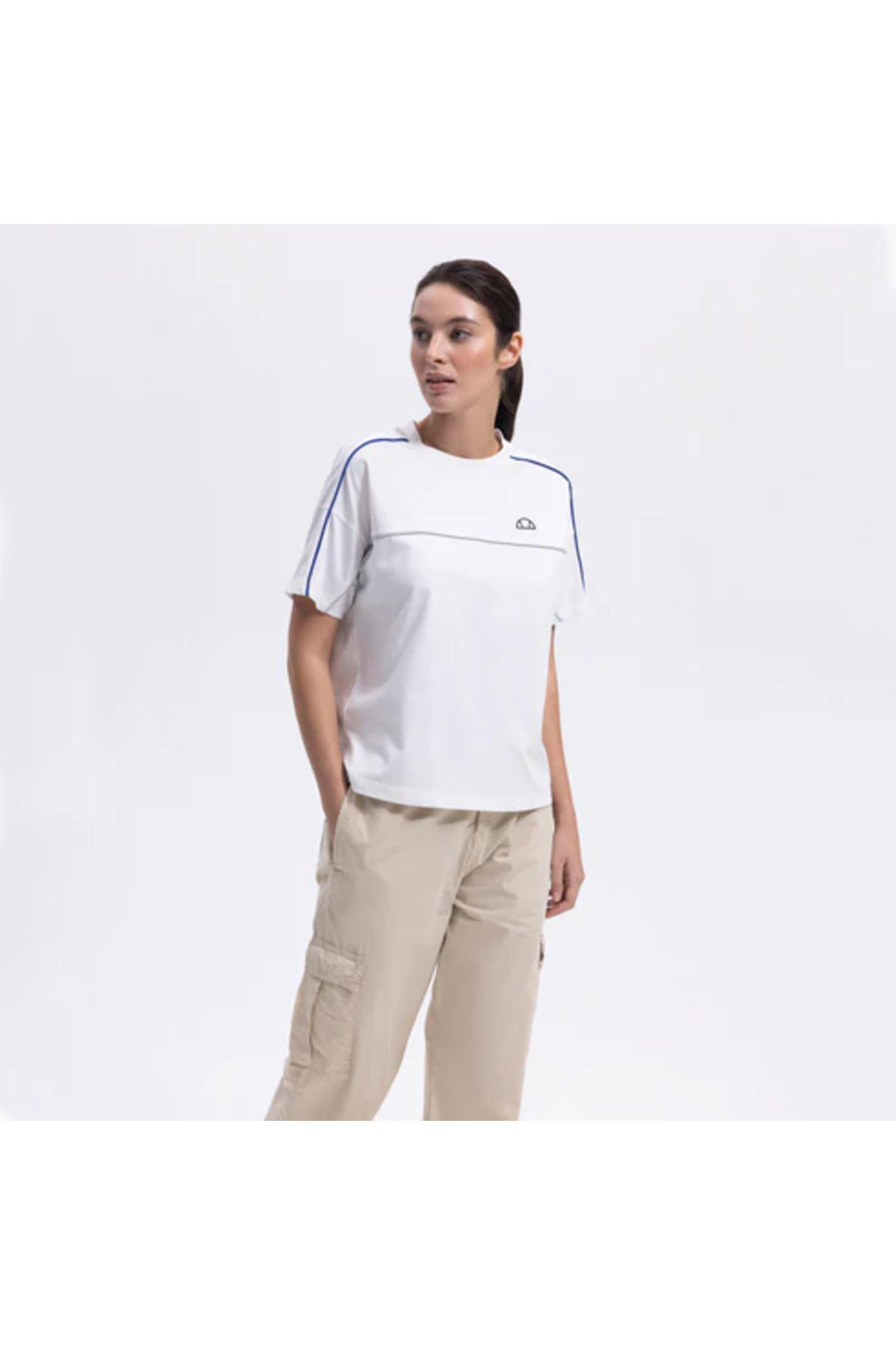 Ellesse Oversıze Kadın Kırık Beyaz Tişört EF389-OF görsel 2
