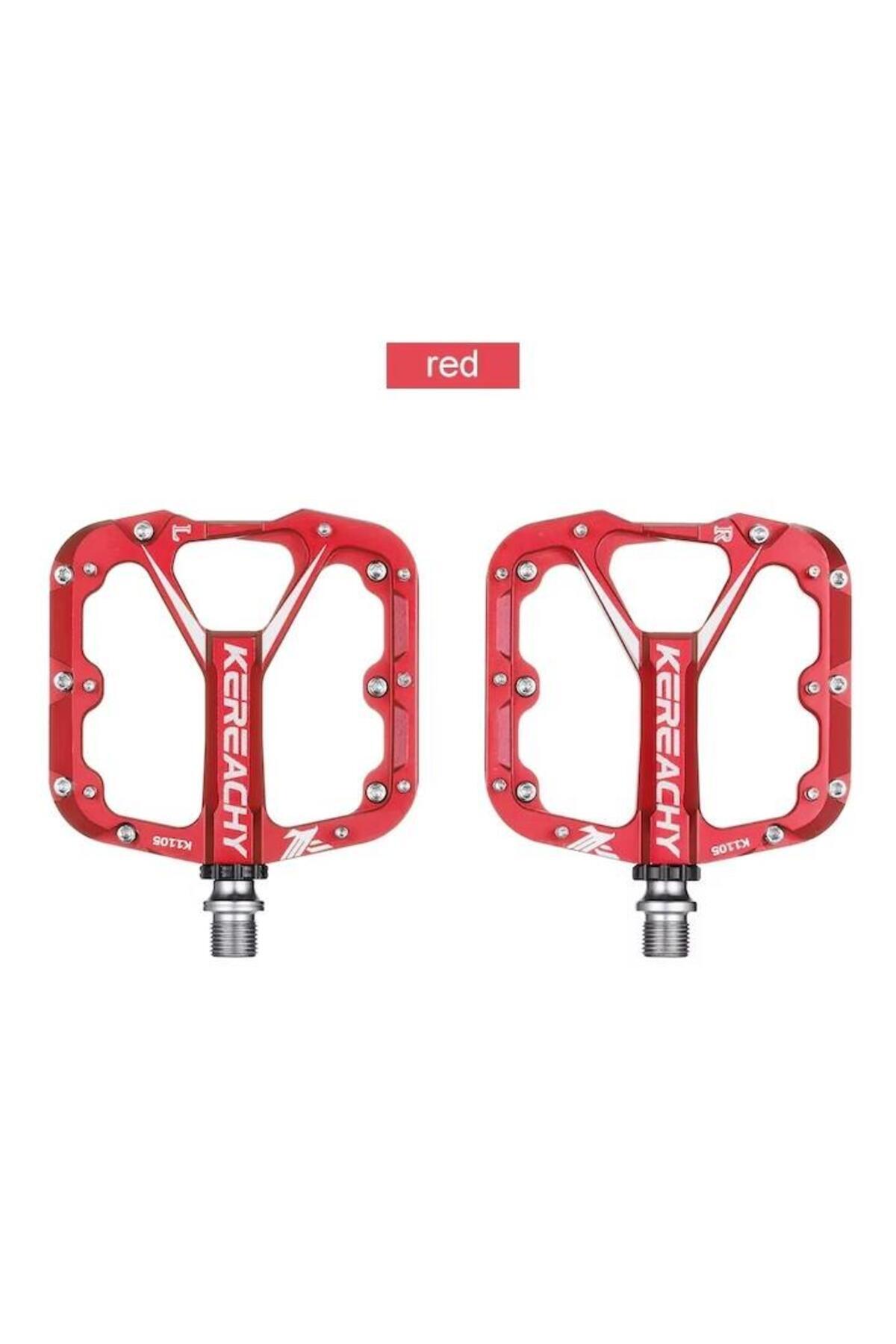 SARİSSA BİSİKLET Kereachy 3 Rulmanlı Alüminyum Alaşımlı Mtb Freeride Bmx Geniş Platform Bisiklet Pedalı Kırmızı