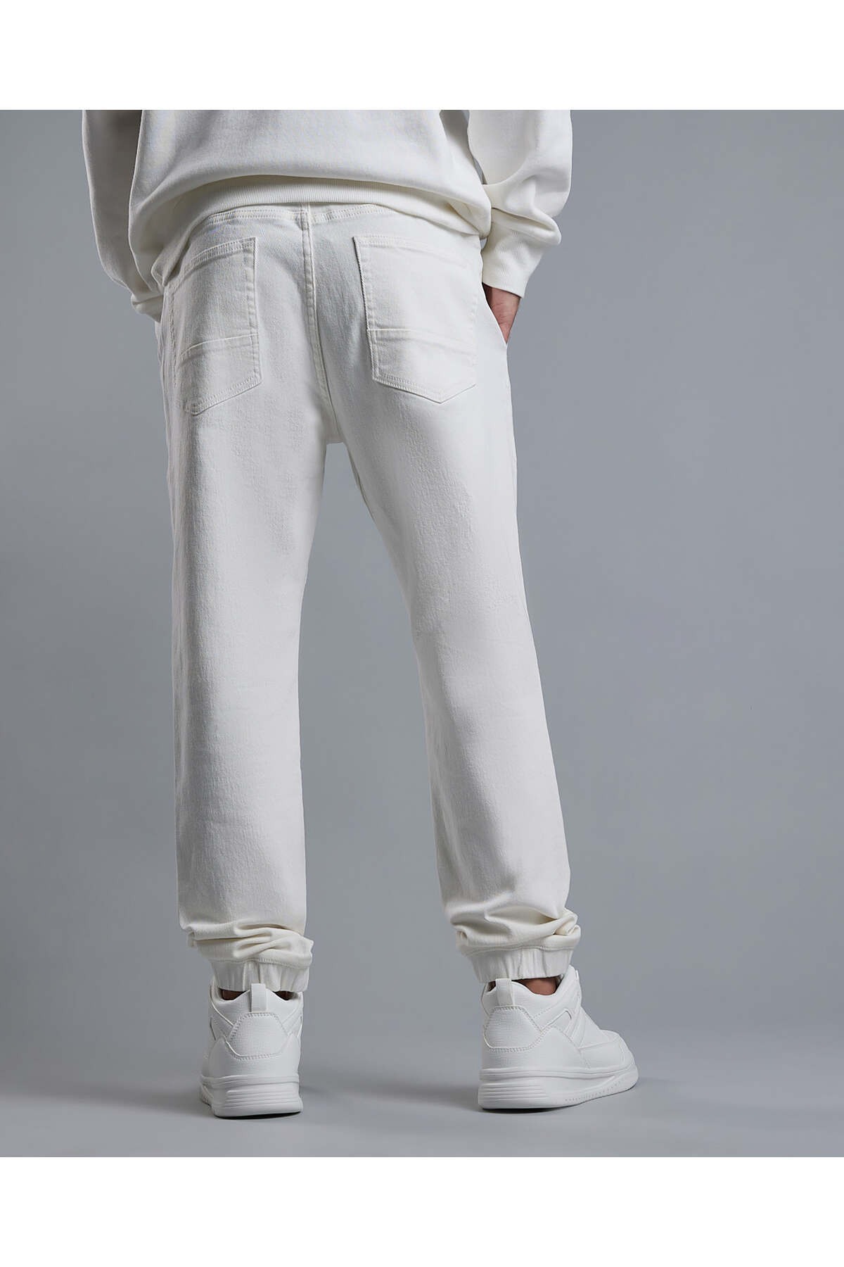 R&B-Solid Jogger Jeans with Drawstring Waist 5