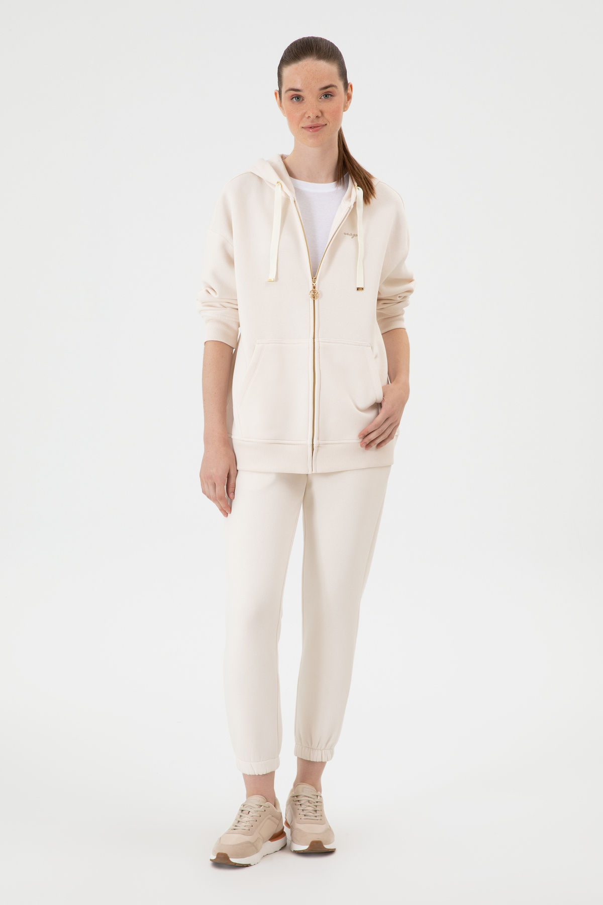 U.S. Polo Assn. Kadın Krem Şardonlu Jogger Eşofman Altı 50313581-VR071
