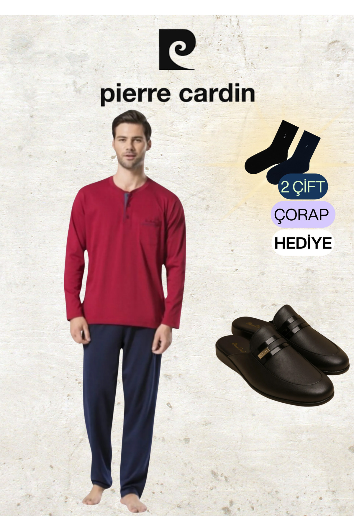 ست پیژامه مردانه راسته فاق نرمال آستین بلند | پیر کاردین Pierre Cardin OL.PC.5454.291 - تصویر 2