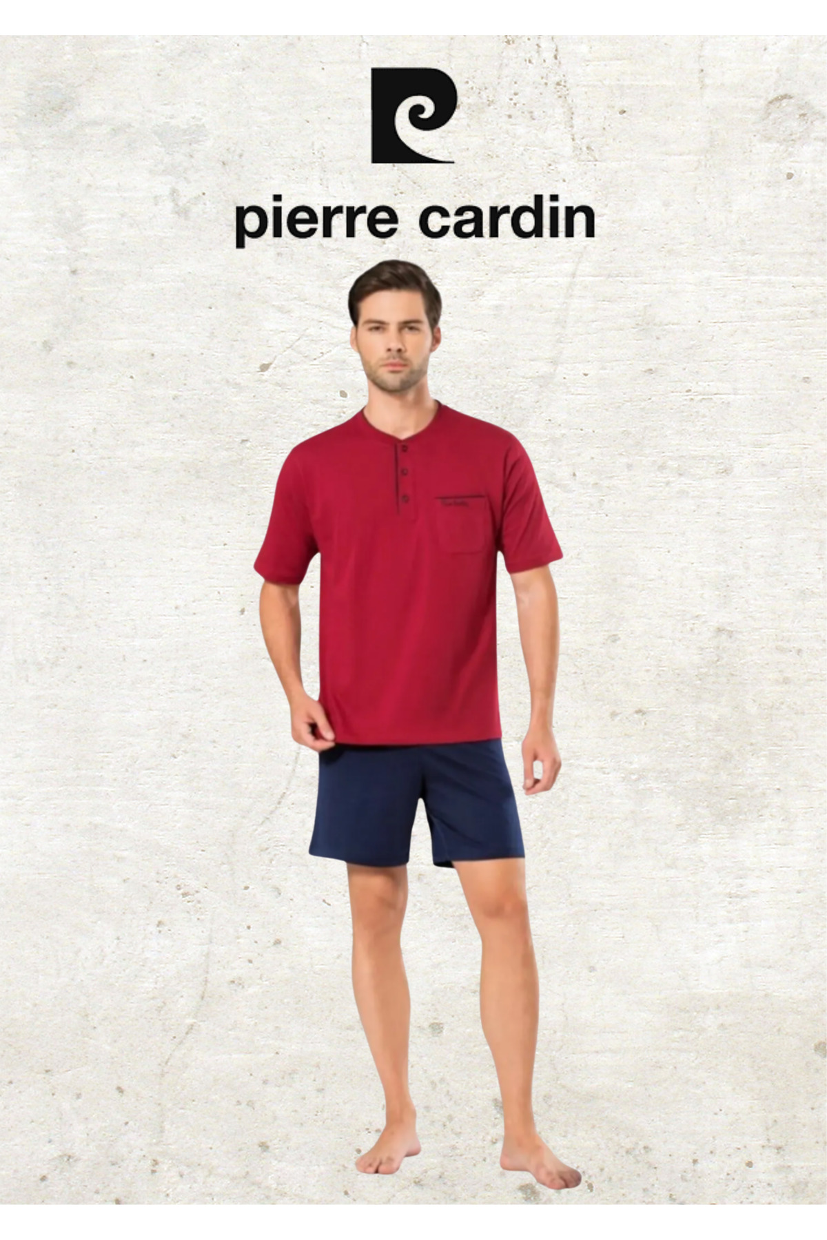ست پیژامه و لباس خواب مردانه راسته فاق نرمال آستین کوتاه | پیر کاردین Pierre Cardin OL.PC.5370.ST02 - تصویر 5