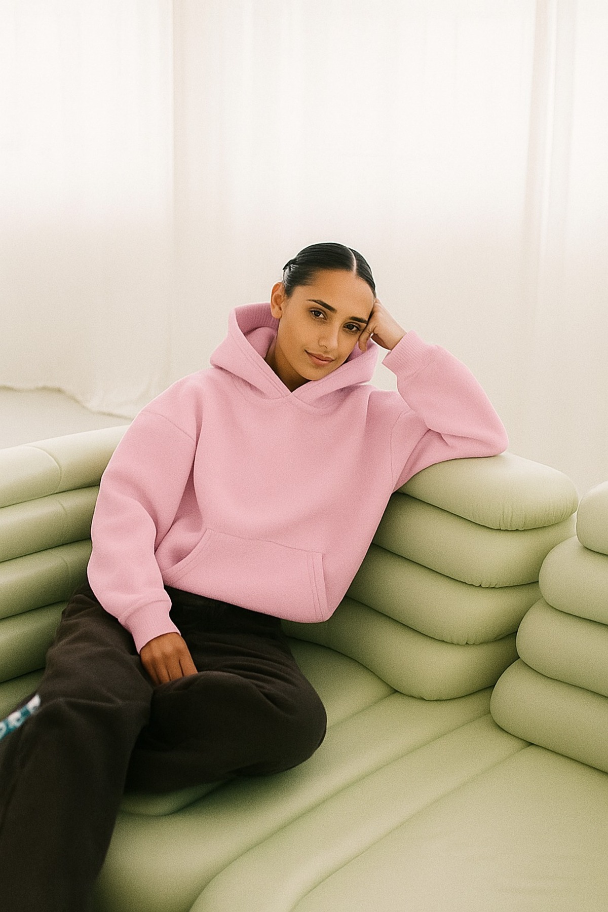 3 YARN COMBED PLAIN WOMAN 'S SWEATSHIRT