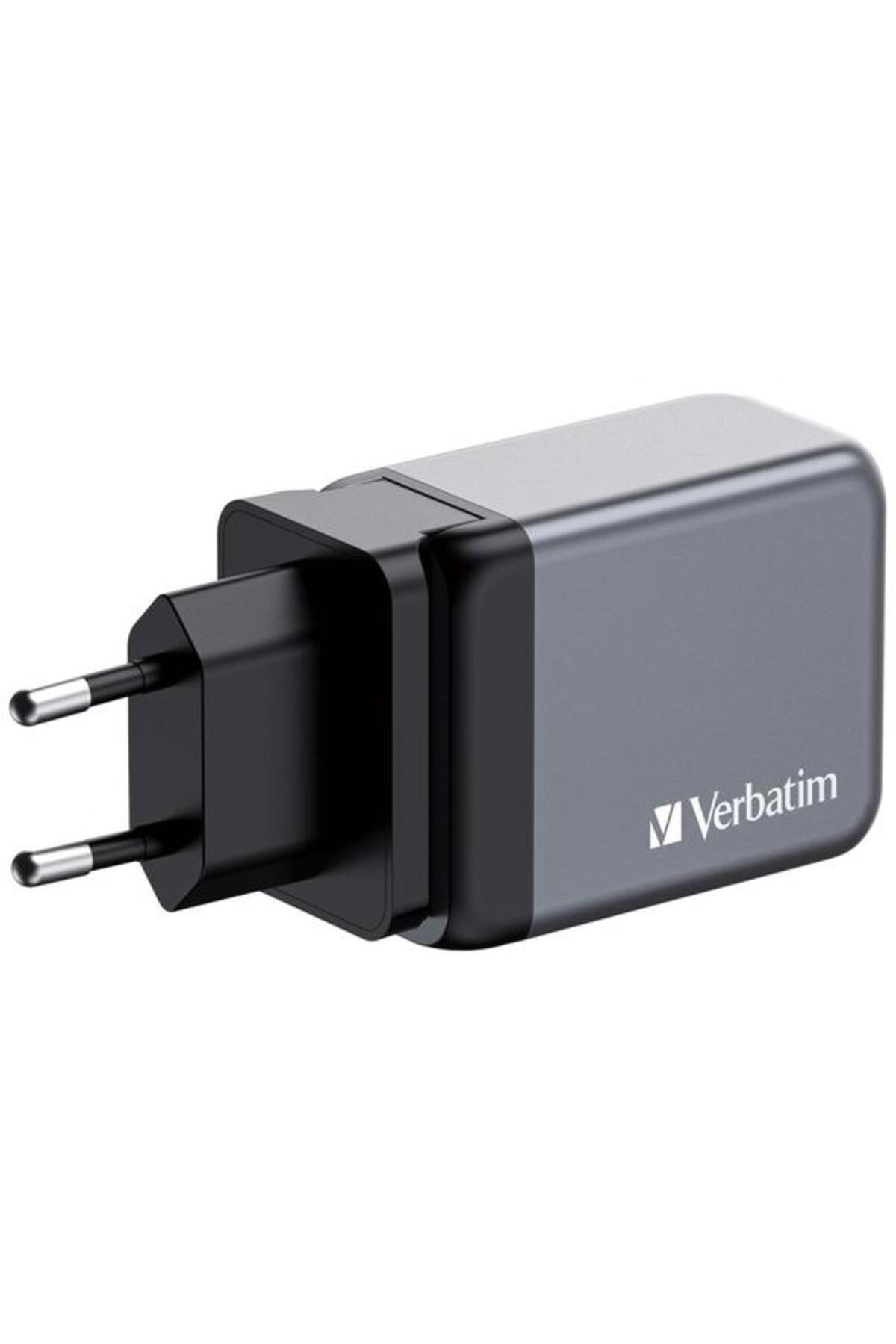 Verbatim-GNC-65 Network Charger, 65 W, 2 x USB Type-C, 1 x USB-A EU/UK/US (Black/Grey) 3