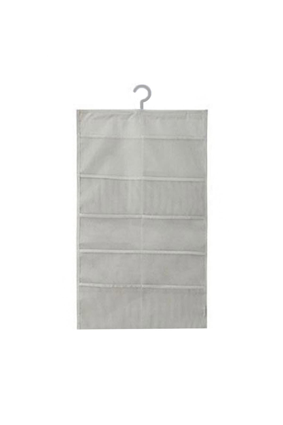 Mikasso 15 Cepli Dolap İçi İki Taraflı İç Çamaşırı Organizeri Kumaş 75 x 40 Gri TR fotoğrafı 5 (önizleme)