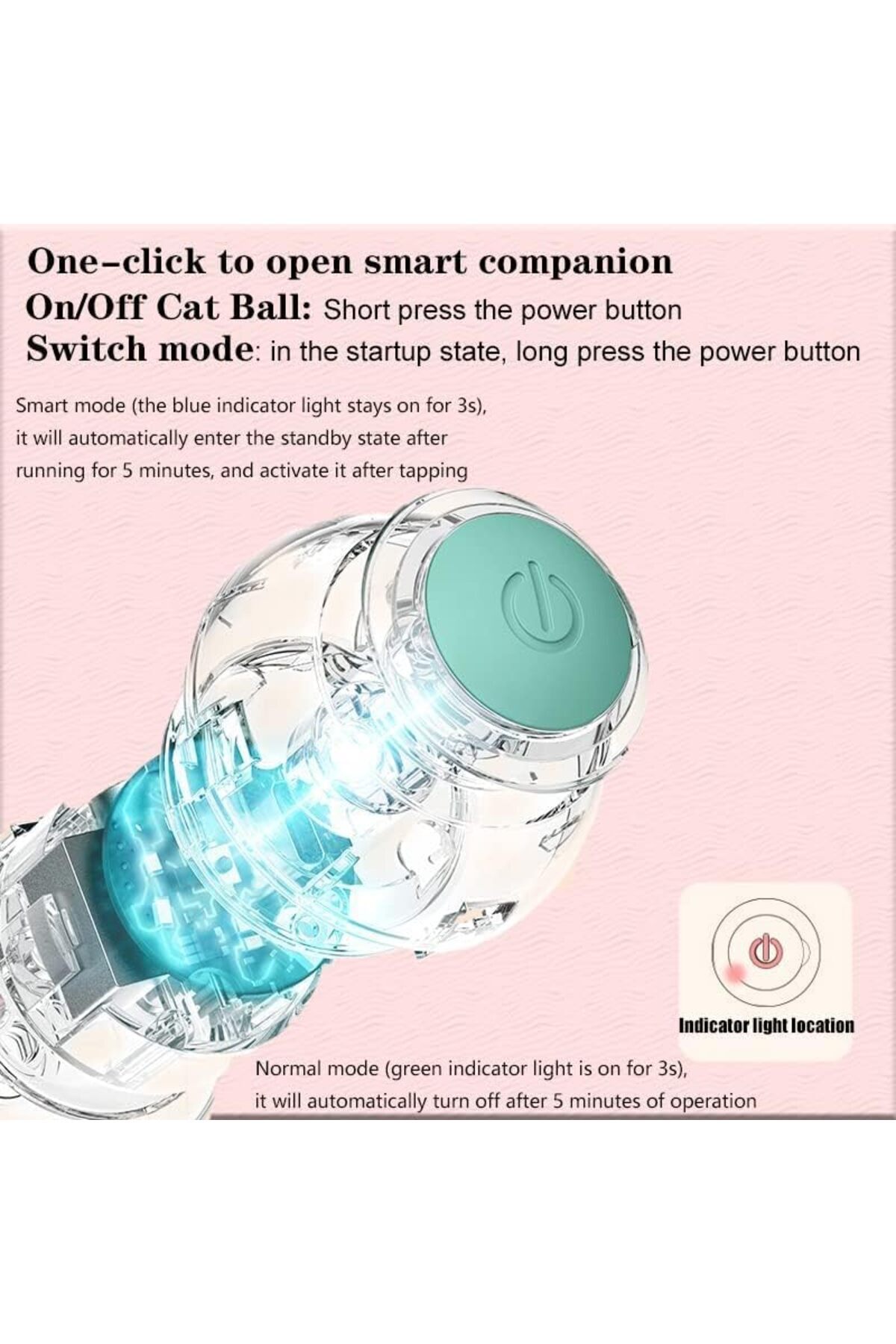 NECOMI-Interactive Smart Cat Ball, Automatic Cat Toys with LED Light, 360° Rotating Smart Kitten To 4