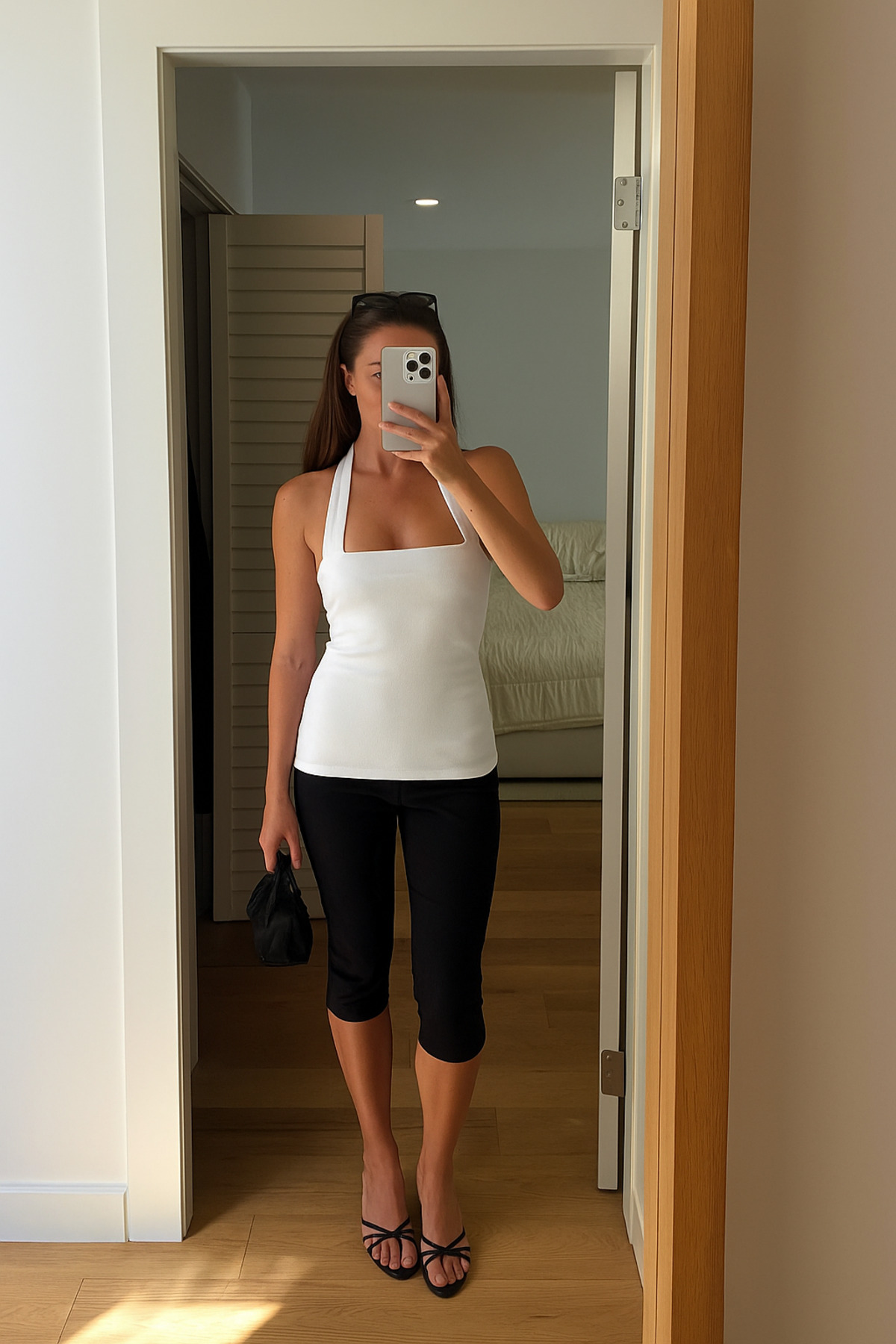 BONNYWILLL BEYAZ BLUZ Body Viskon Kumaş Boyundan Askılı Normal Bel Boy SLIM KALIP görsel 2