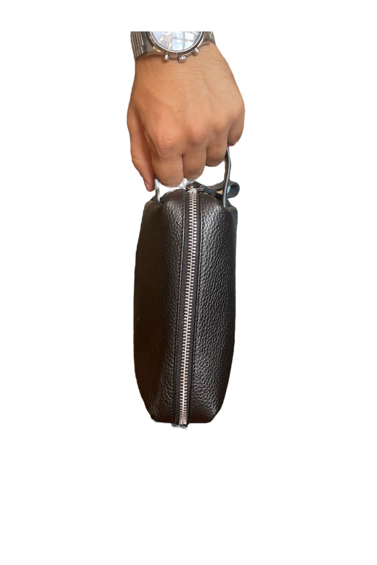 SANAT UNİSEX Hakiki Deri Portföy Clutch şık ve nazik Traş Kozmetik Bakım Ve Günlük El Çantası 19X9X10 görsel 2
