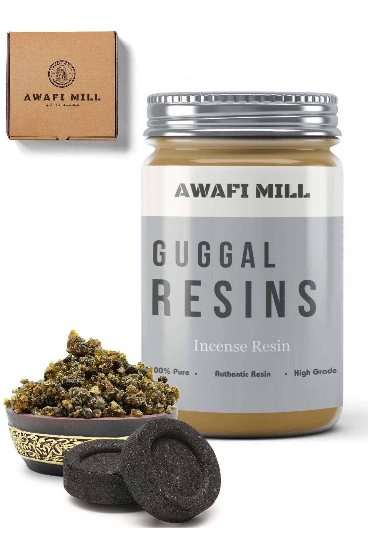 Generic-Awafi Mill Guggal Resins | Commiphora Gum Resin with Charcoal Tablet for Aromatic Burning 1