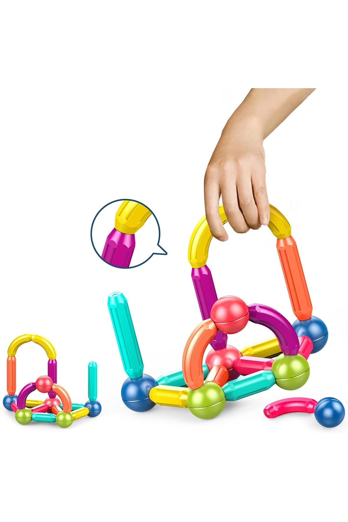 مجموعه ساختنی چسبانک و توپ‌های مغناطیسی ۳۷ تکه – اسباب‌بازی‌های آموزشی ساختنی STEM برای کودکان