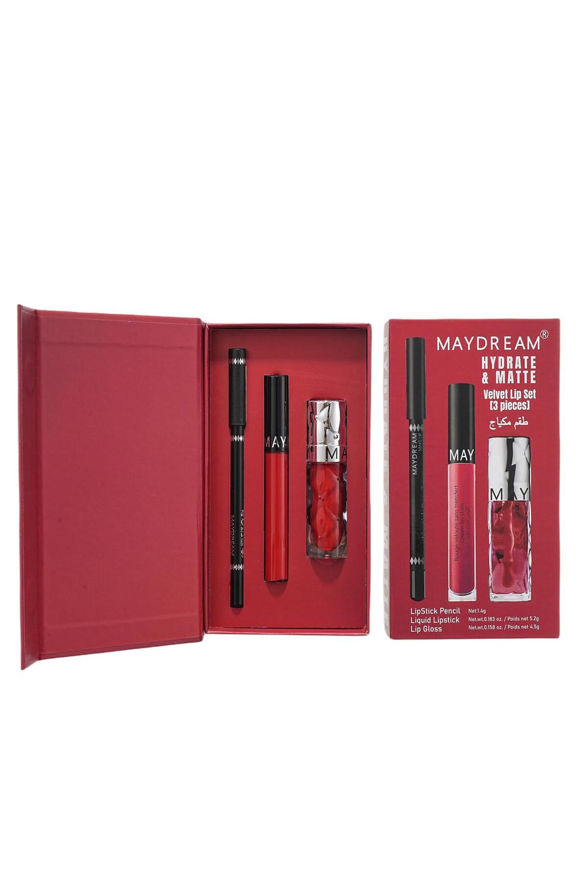 مجموعة أحمر شفاه سائل + محدد عيون + مرطب شفاه