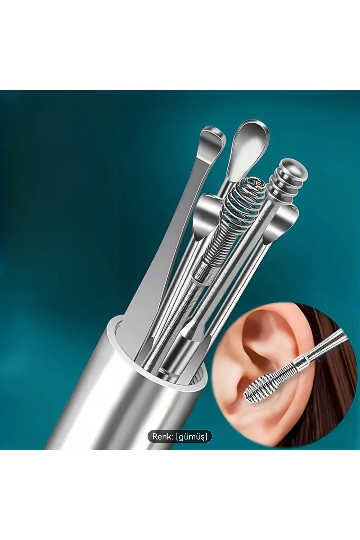 ORGANICYOU YIWU Davul küreği, temizleme çöpü kulak araçları, paslanmaz çelik spiral küreği 6 LI Set