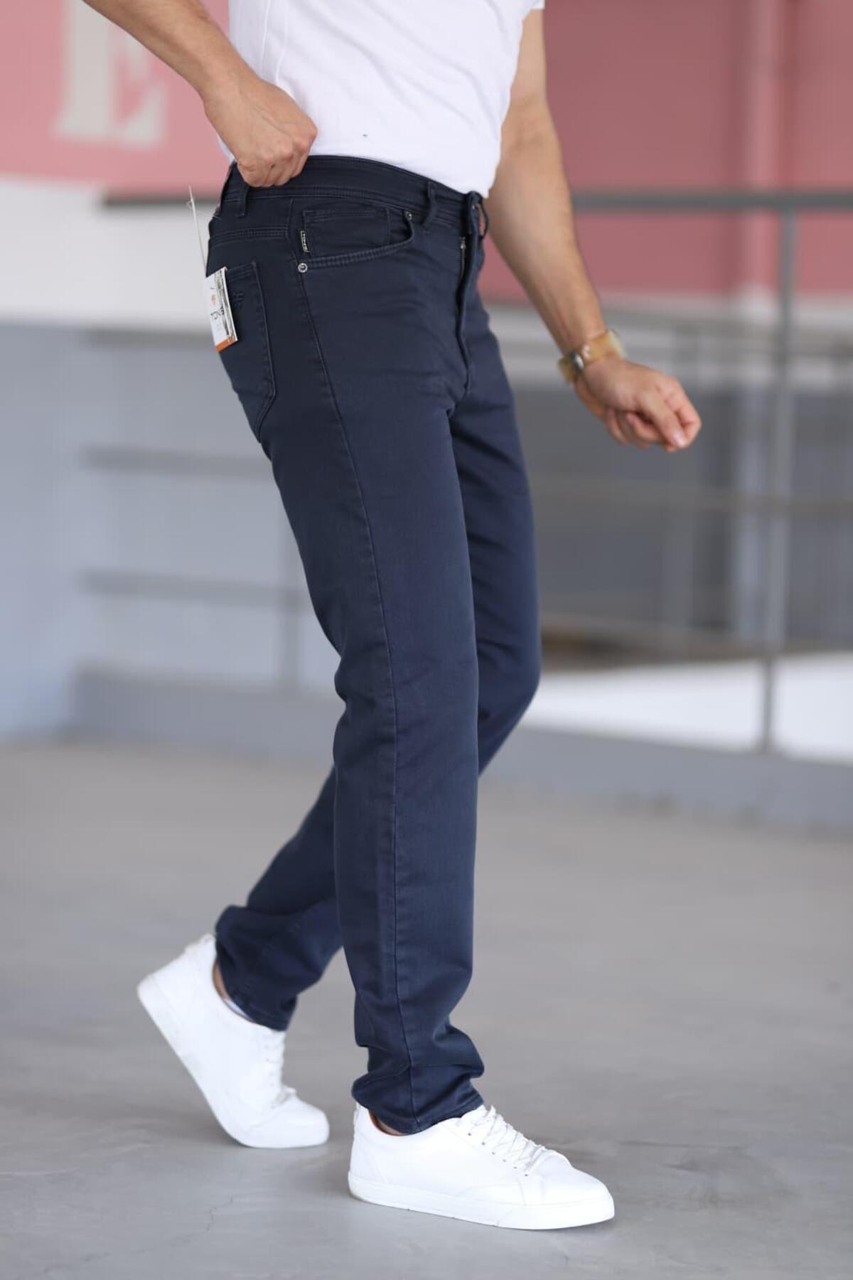 LORDA GİYİM  ERKEKEK KOT PANTALON Taycan Armürlü Çelik Örme YUKSEK BEL LİKRALI FERMUARLI NAKIŞLI 5 CEPLİ - Görsel 2