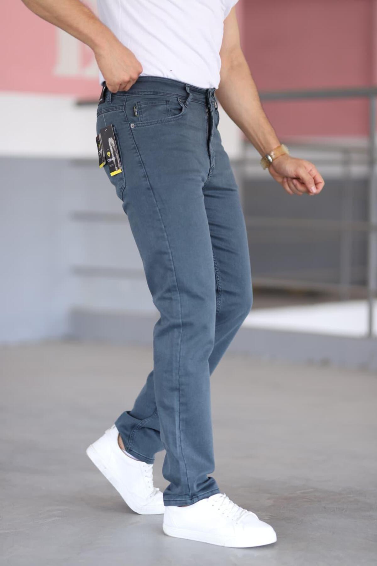 LORDA GİYİM  Erkek Kot Pantalon Taycan Armürlü Çelik Örme Yuksek Bel Li̇krali Fermuarli Nakişli 5 Cepli̇ - Görsel 2