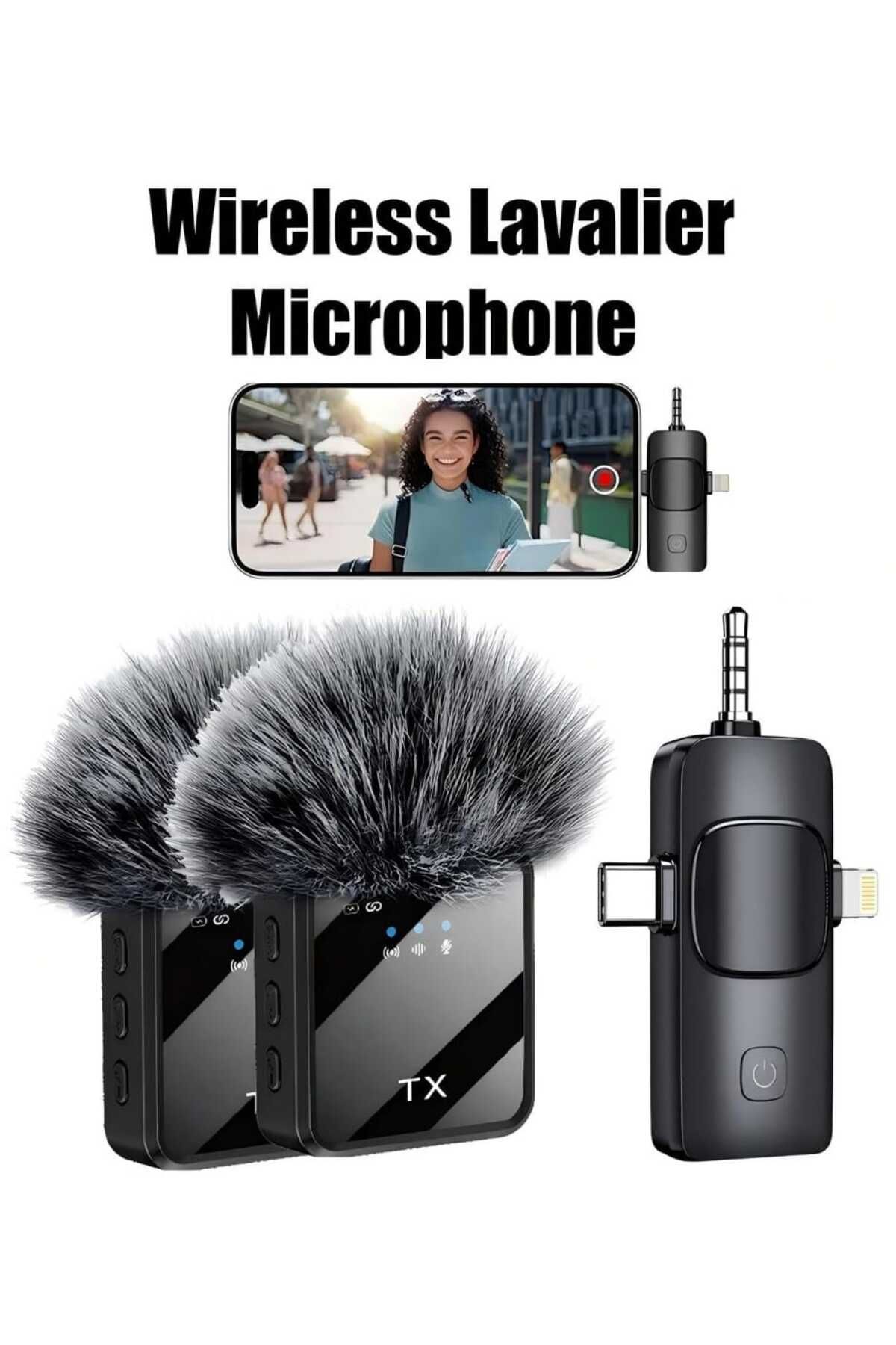 Generic-3-in-1 Wireless Lavalier Microphone for iOS and Android Devices with 3.5mm Jack for Recording Interviews and Videos 2