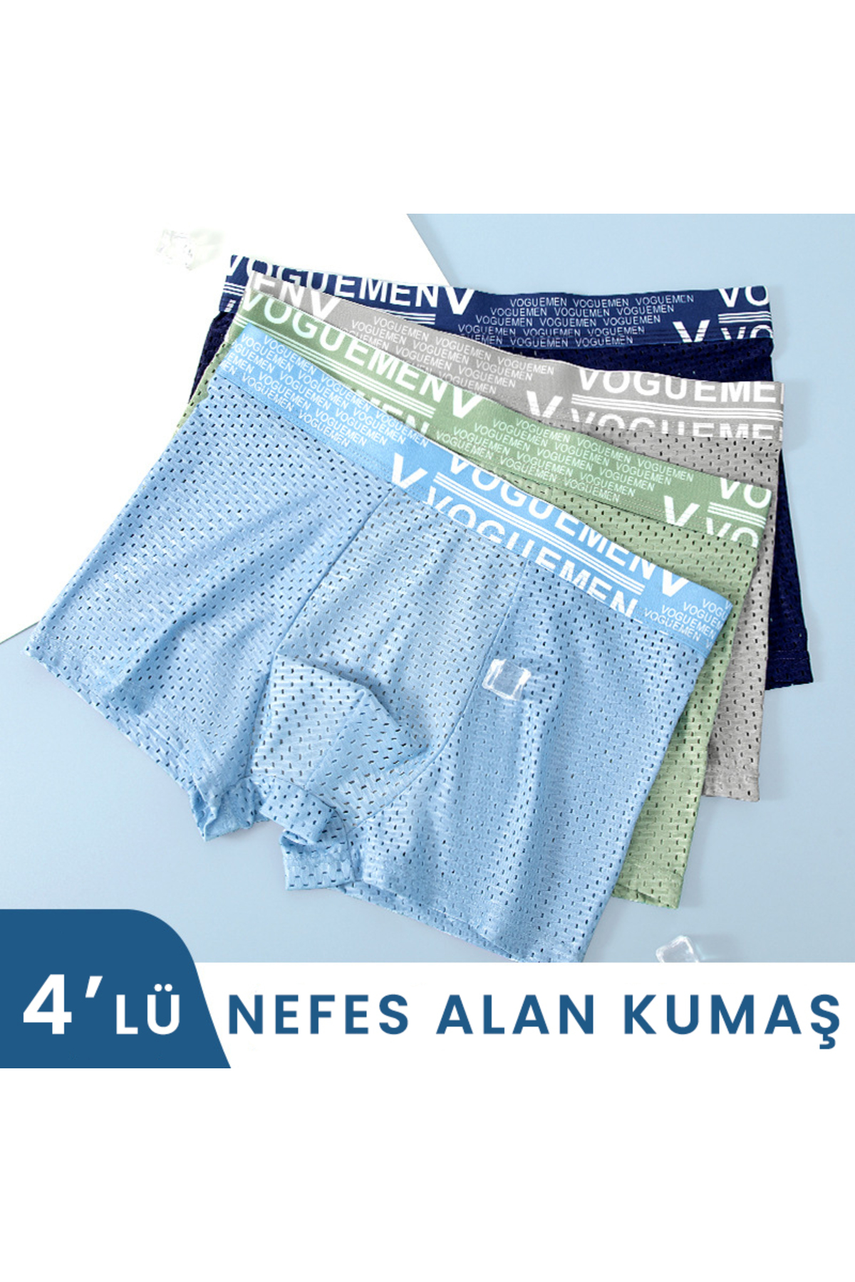 Beauty Collection  4'lü Nefes Alabilen Buz İpeği Boxer Terletmez Delikli Glad and Comfortable İç Çamaşırı - Görsel 4