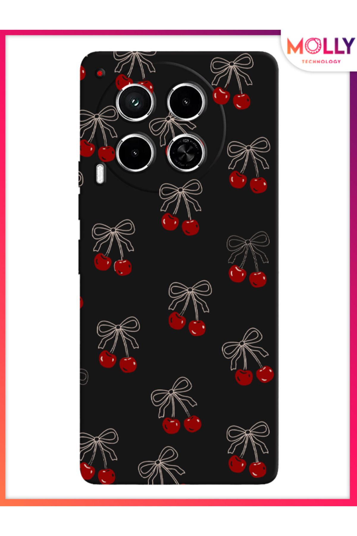 Molly-Black Cherry Pattern Silicone Case for Tecno Camon 30 1