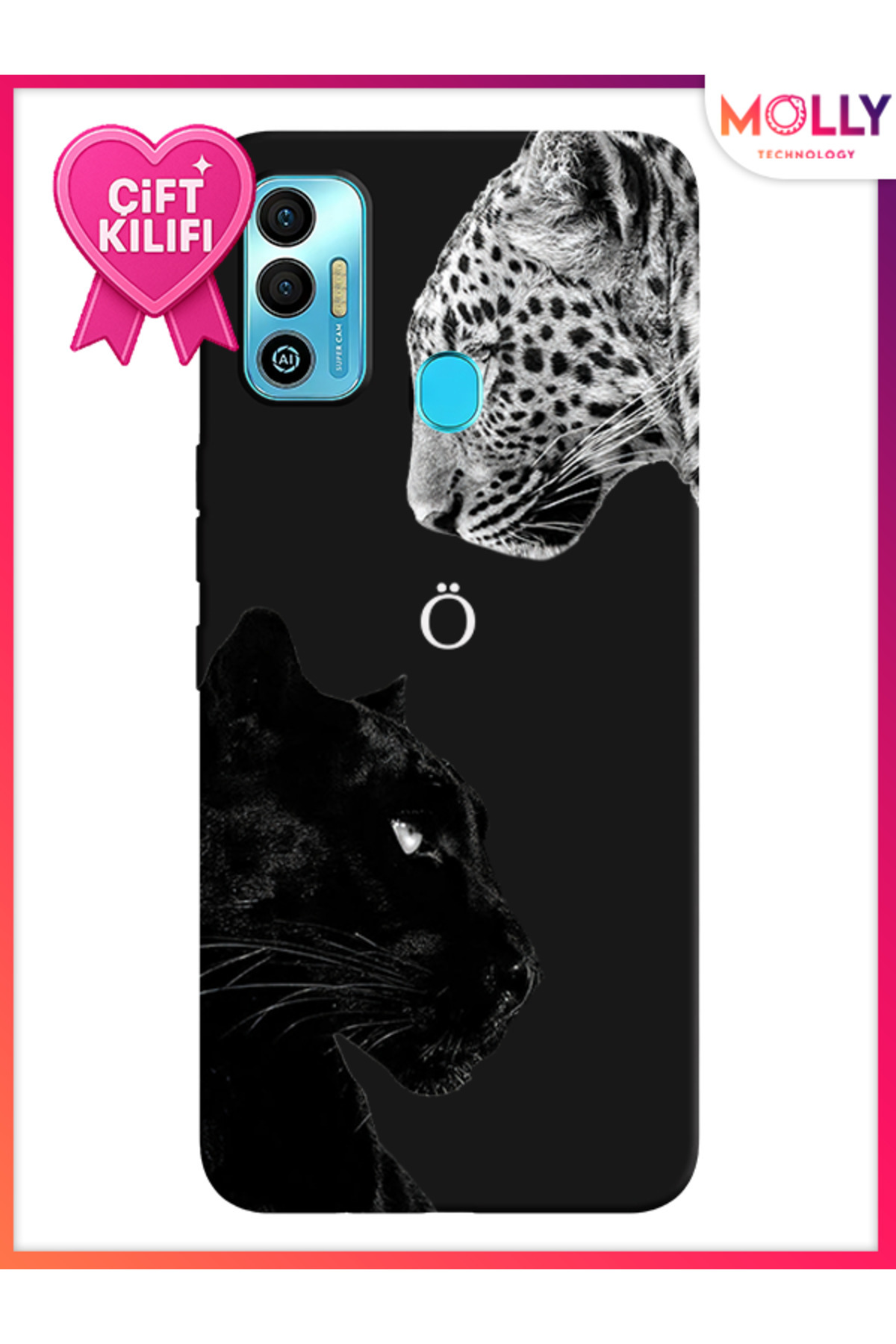 Molly-Black O Letter Fingerheart Pattern Silicone Case for Tecno Spark 7t 1