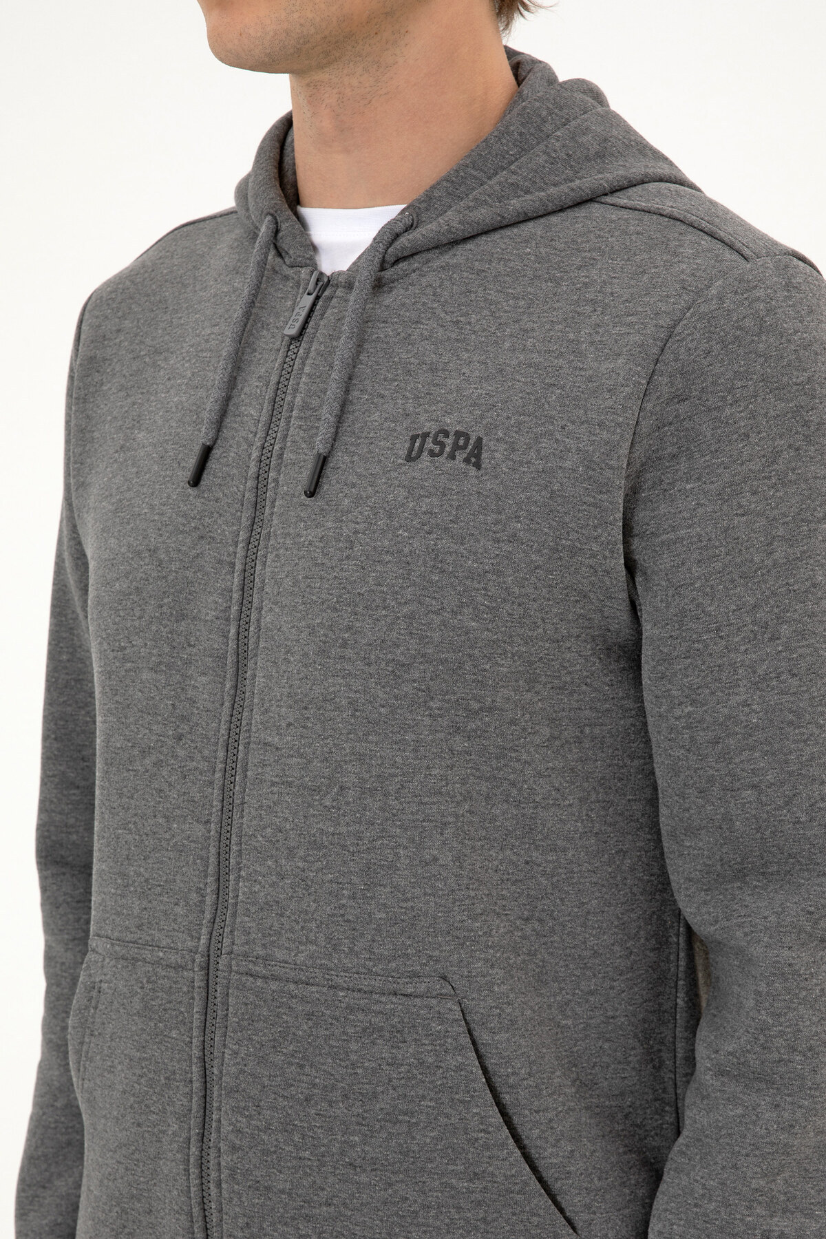 U.S. Polo Assn.  Erkek Regular Fit Antrasit Melanj Şardonlu Örme Hırka 50313755-VR081 - Görsel 7