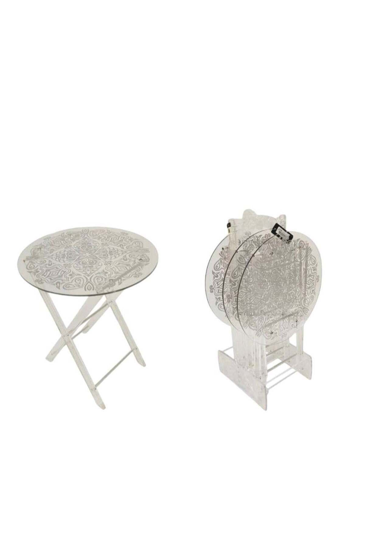 BYT ALRWASM FOR TRADE-Side Serving Tables Set of 4 Transparent Foldable for an Elegant and Ideal Home Suitable for Serving 1