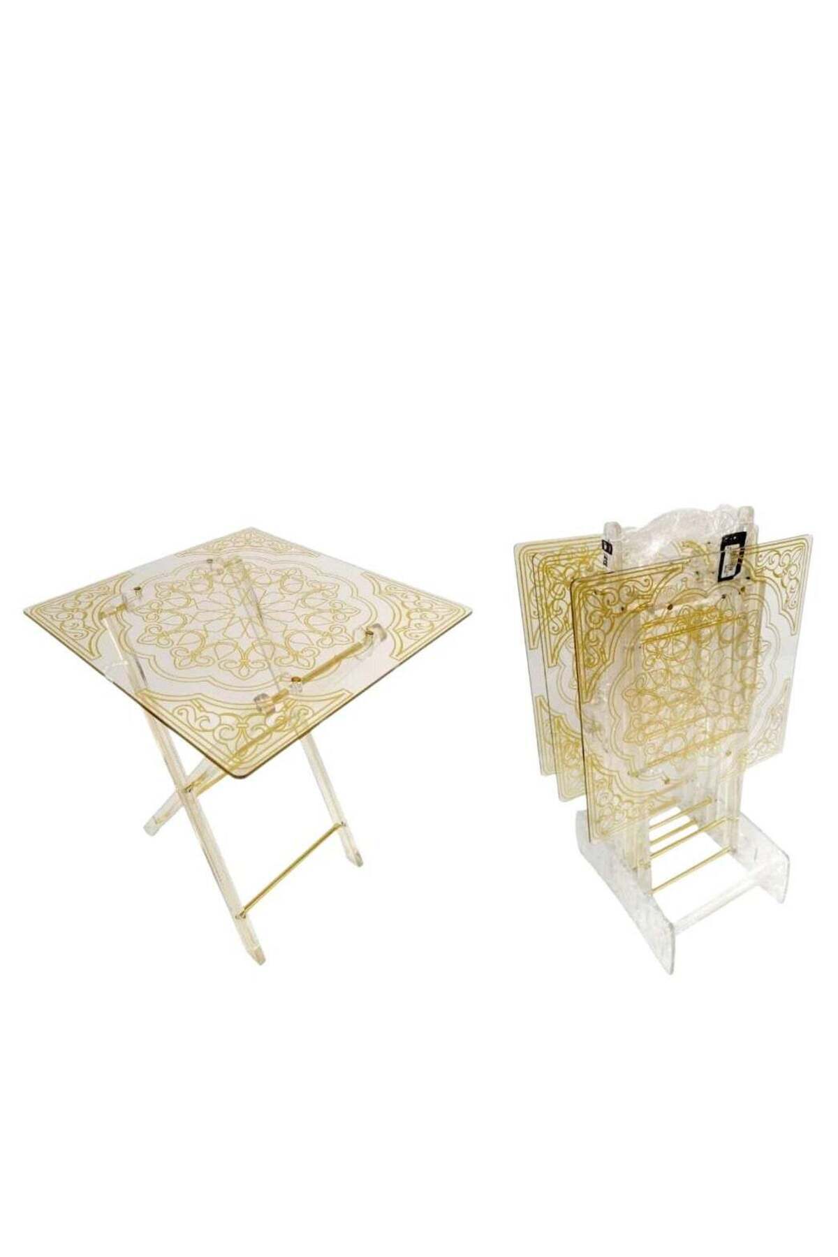 BYT ALRWASM FOR TRADE-Acrylic Side Service Tables - Set of 4 Foldable Transparent Tables 1