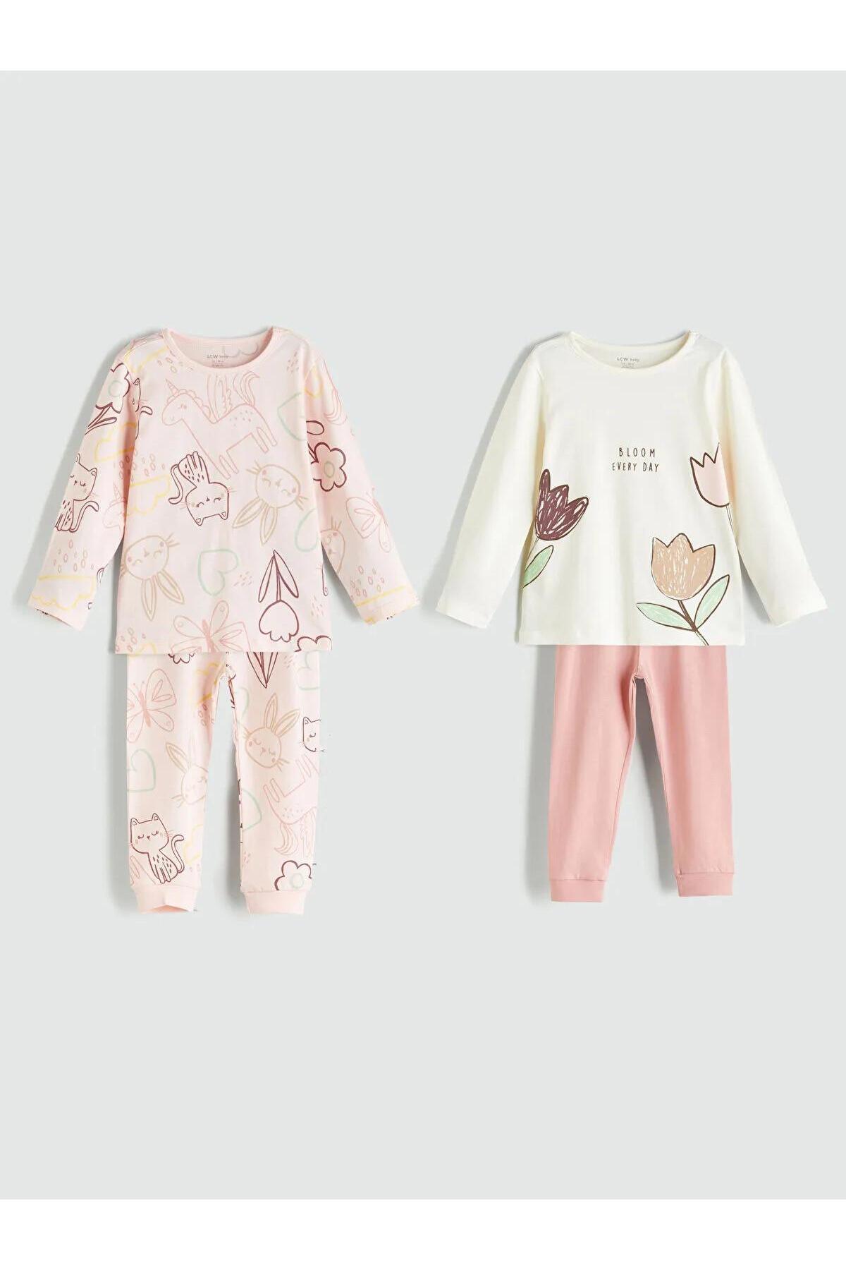 ست لباس خواب 2 عددی نوزاد دخترانه با طرح LC وایکی (W5)