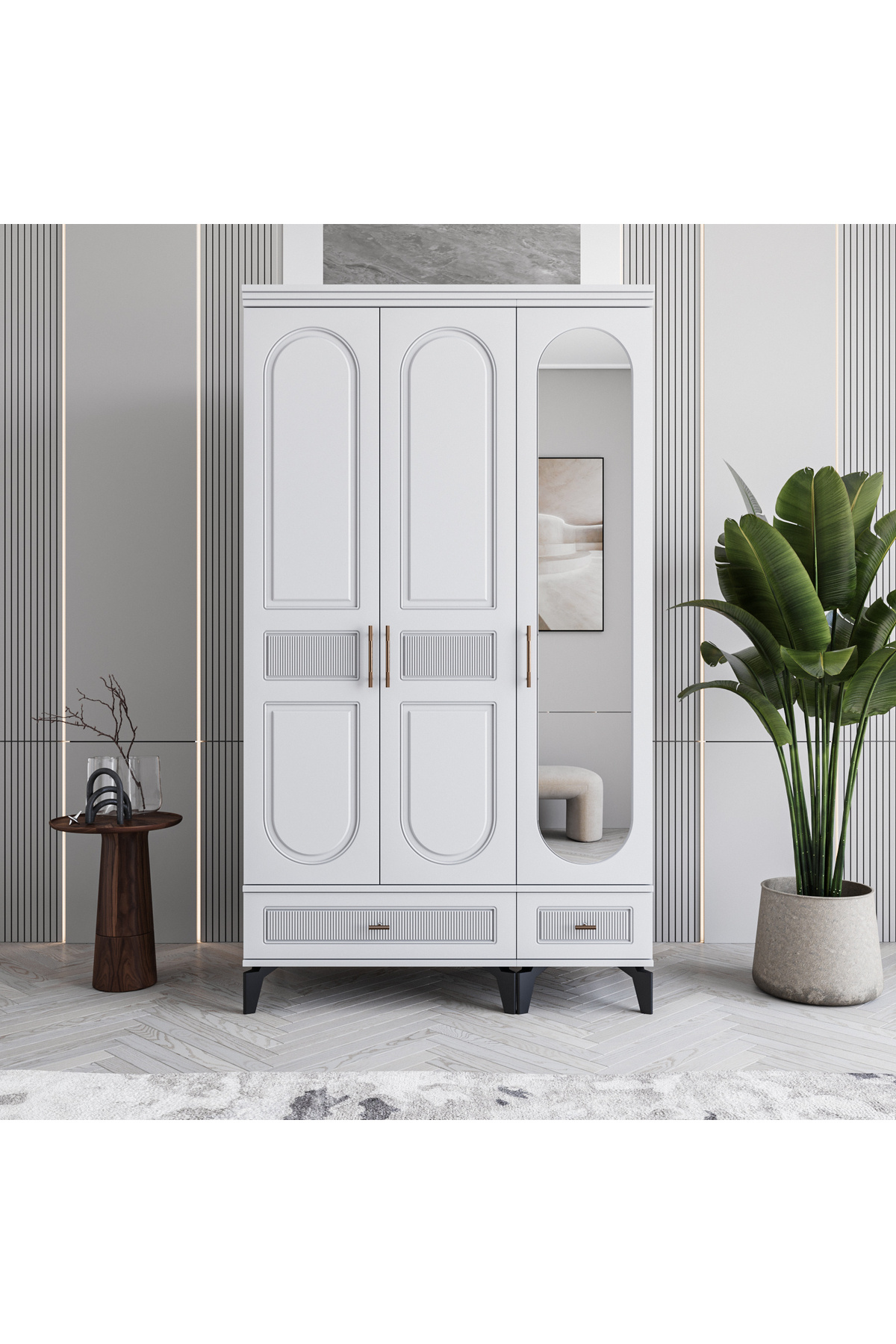 MONZIO Libra 3 Kapaklı Çekmeceli Gardırop %100 MDF