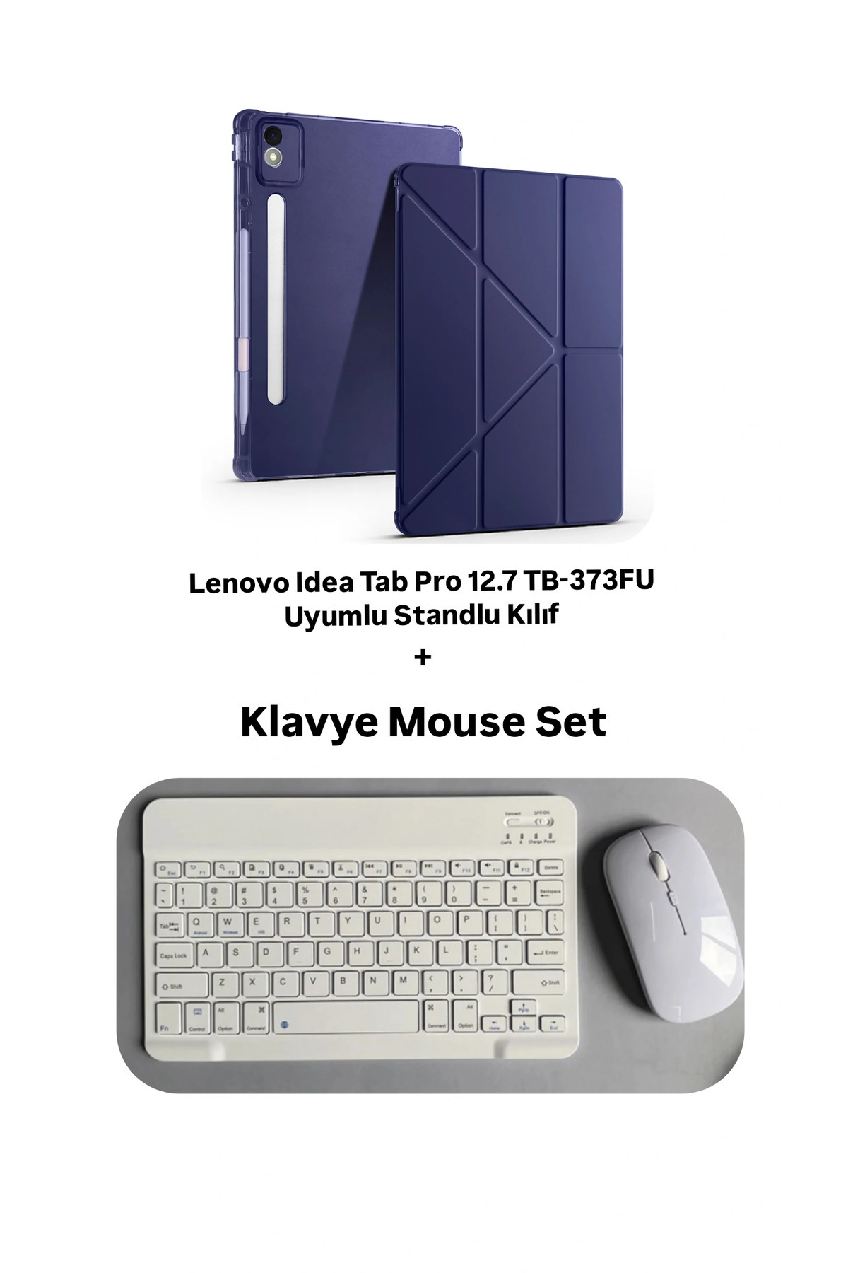 Lenovo Idea Tab Pro 12.7 TB-373FU Compatible Keyboard Mouse Set + Tablet Case with Stand