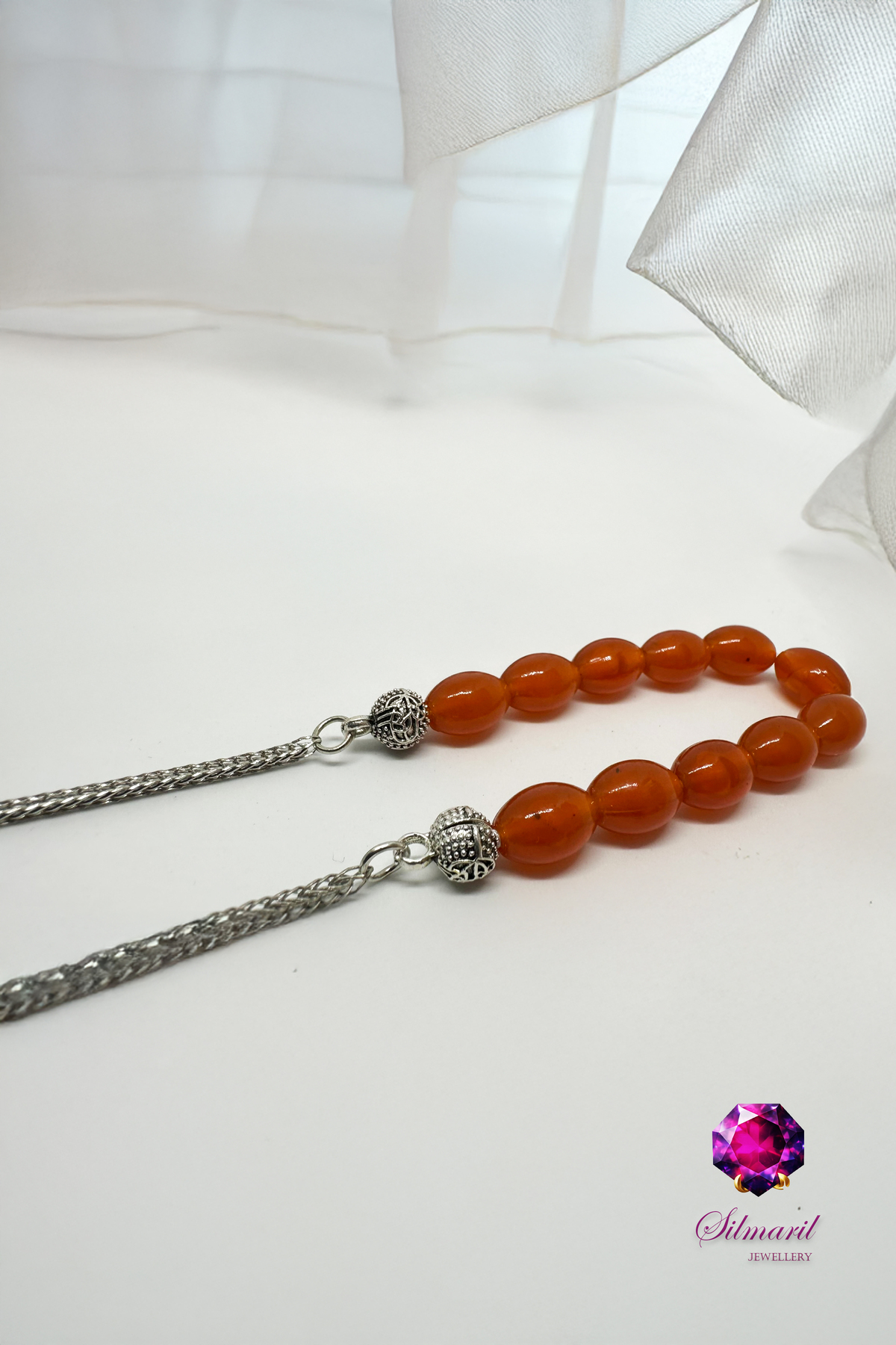Şık Turuncu Kehribar Tesbih Seti – Tespih ve Zaza Set - Erkek Hediyelik — Silmaril Store (4)