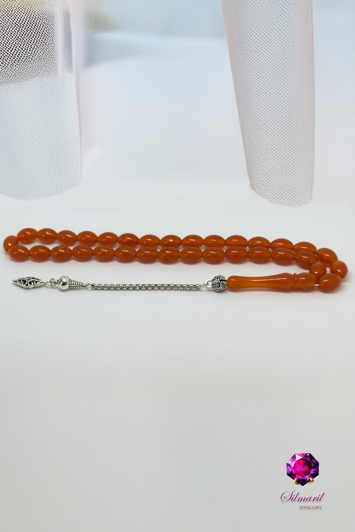 Şık Turuncu Kehribar Tesbih Seti – Tespih ve Zaza Set - Erkek Hediyelik — Silmaril Store (3)