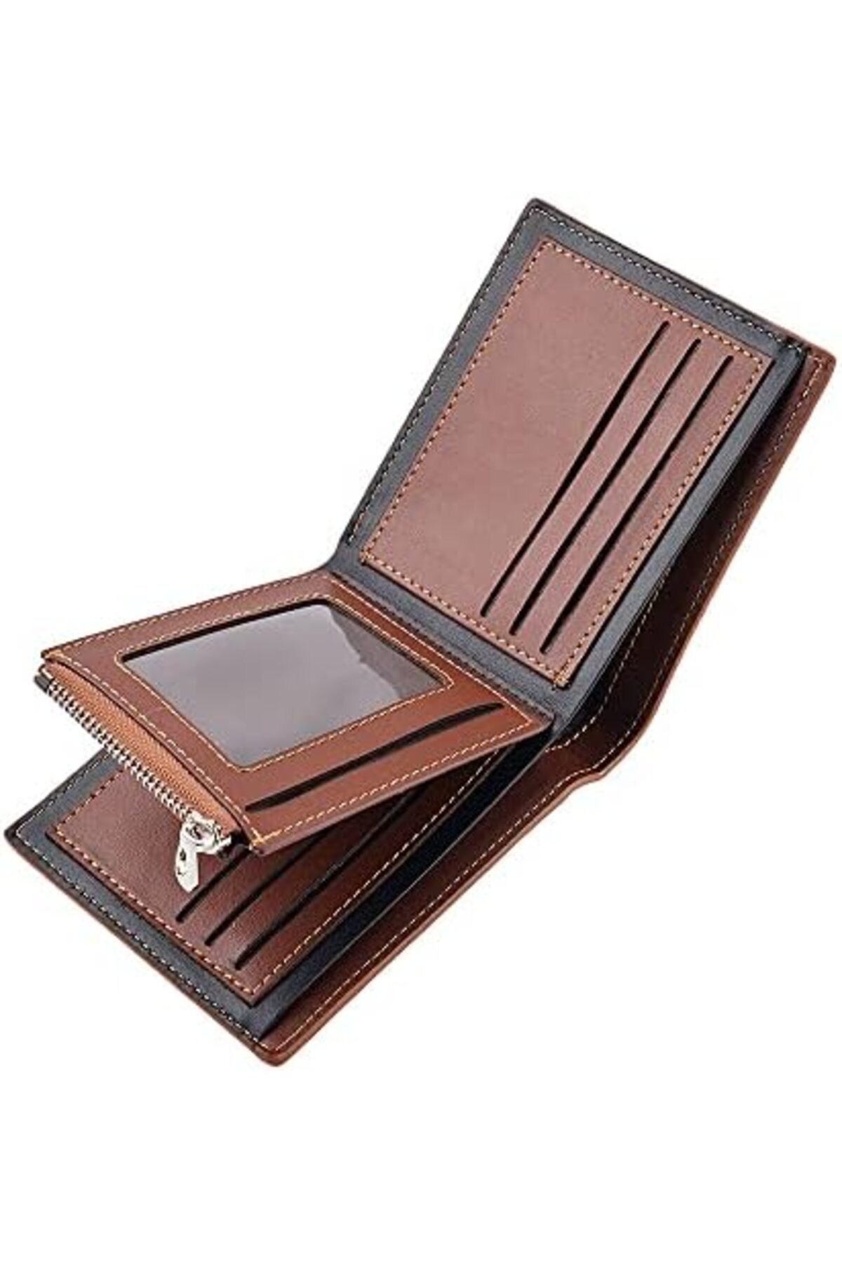 ETG-Leather Wallet for Men, RFID Blocking, Multi-Card Wallet with Coin Zipper, Bi-Fold Wallet for Men, B 6