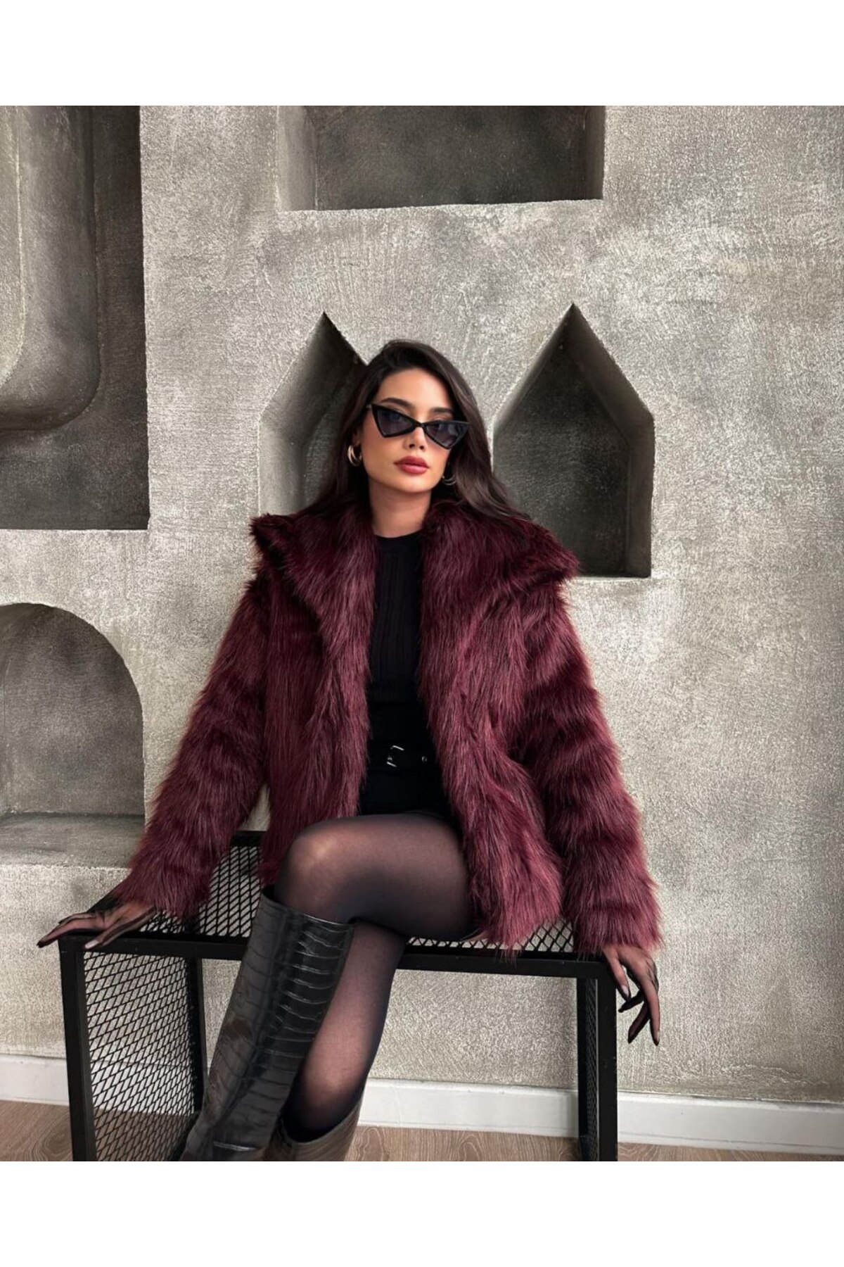 Viskosa Tüy Dökmeyen Kadın Kürk Oversize Kaban, Trend Moda, Rahat Kalıp ve Zarif Kışlık Mont görsel 6
