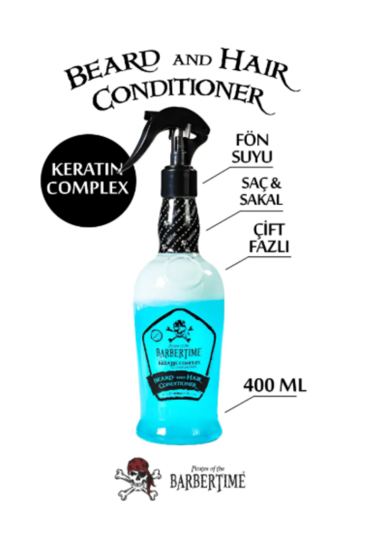 Barbertime ÇİFT FAZLI KERATİN ÖZLÜ ISIYA KARŞI KORUMA SAĞLAYAN FÖN SUYU 400 ML
