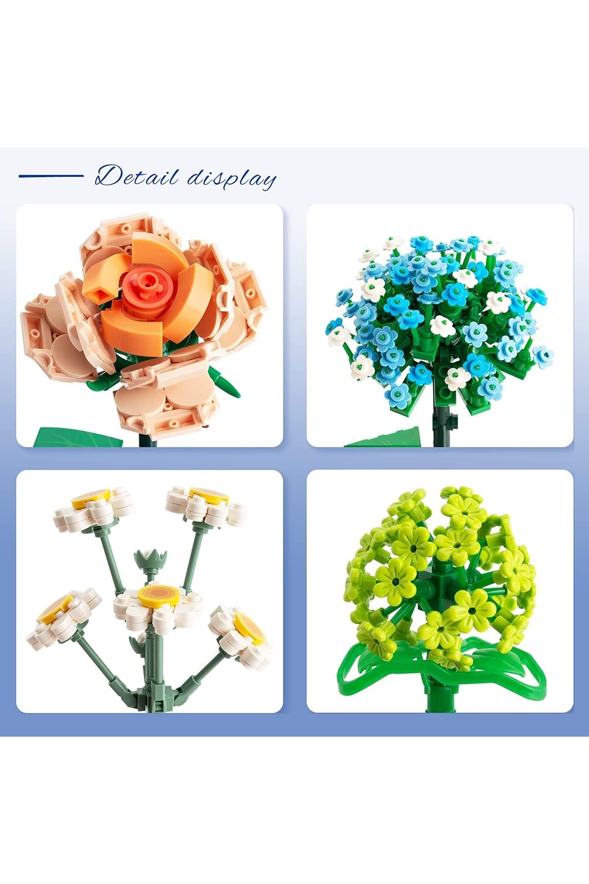 مجموعه ساخت گلچین گلکاری مینیبریکس، ۶۸۰ عدد گل مصنوعی، مجموعه DIY برای تزئین