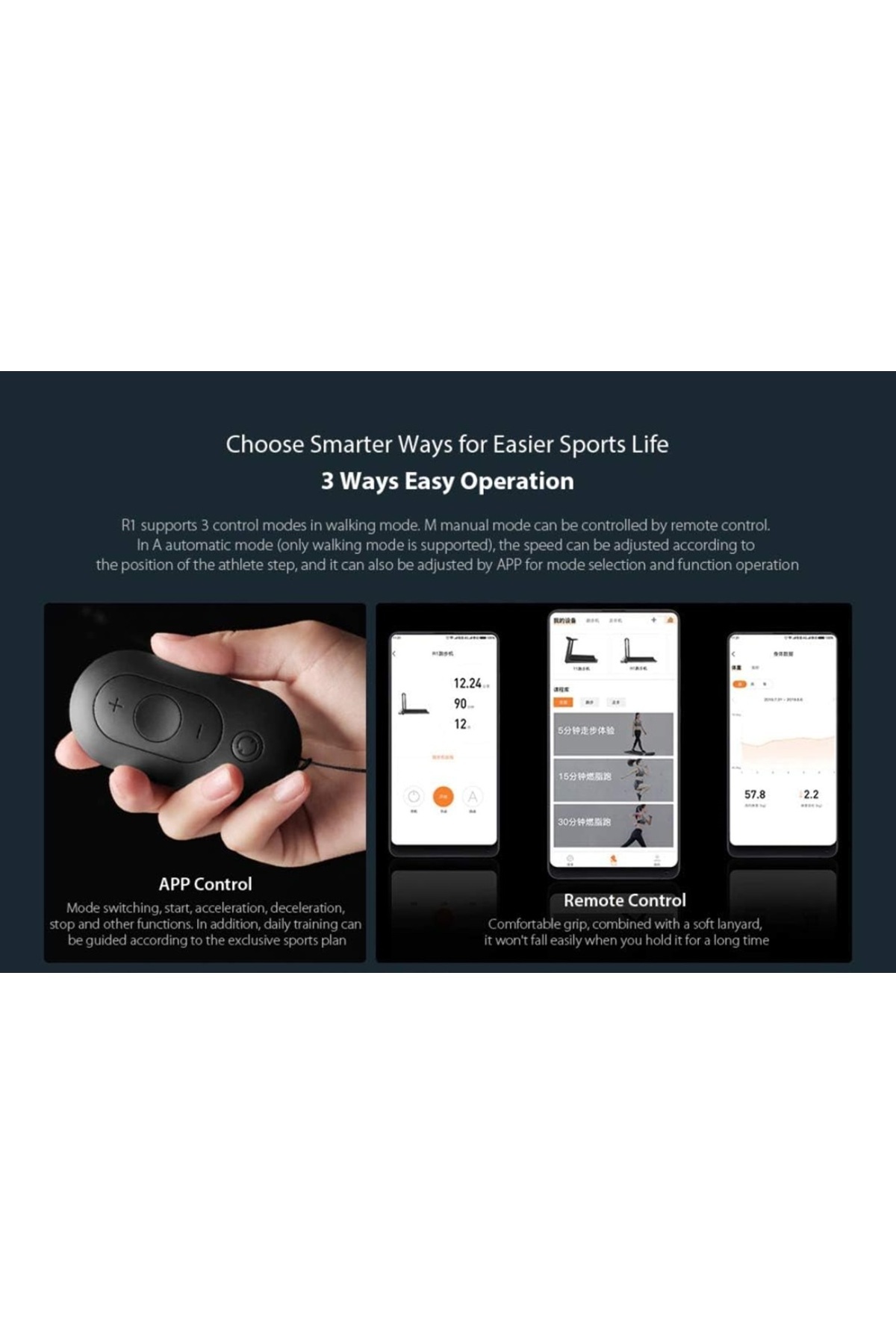 سير مشي كهربائي بقوة 918 واط-مع ريموت, يتحمل 110كج-منطقة ركض 44 × 120سم-سرعة 0.5-10 كم/ساعة - R1