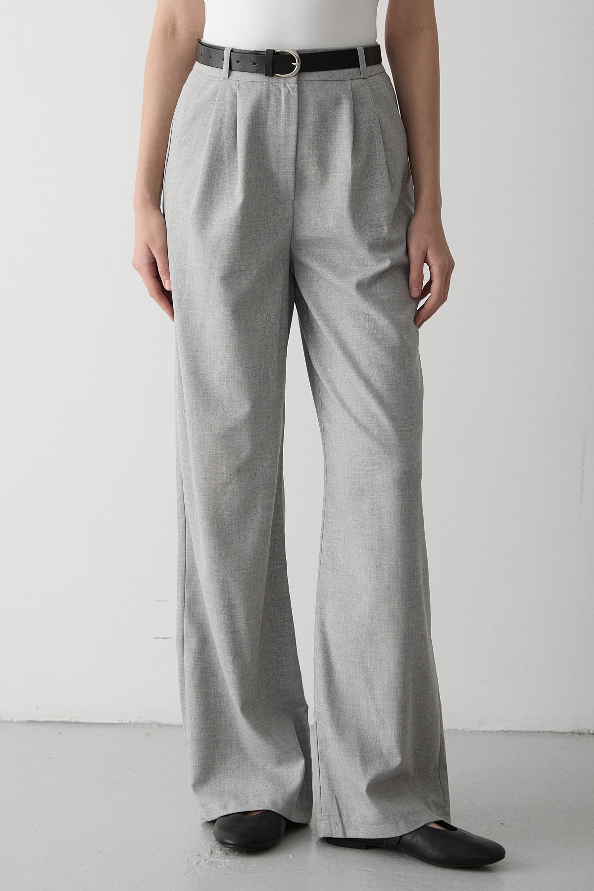My Blog  Gri İdole Kemerli Palazzo Pantolon - 3510 - Görsel 2