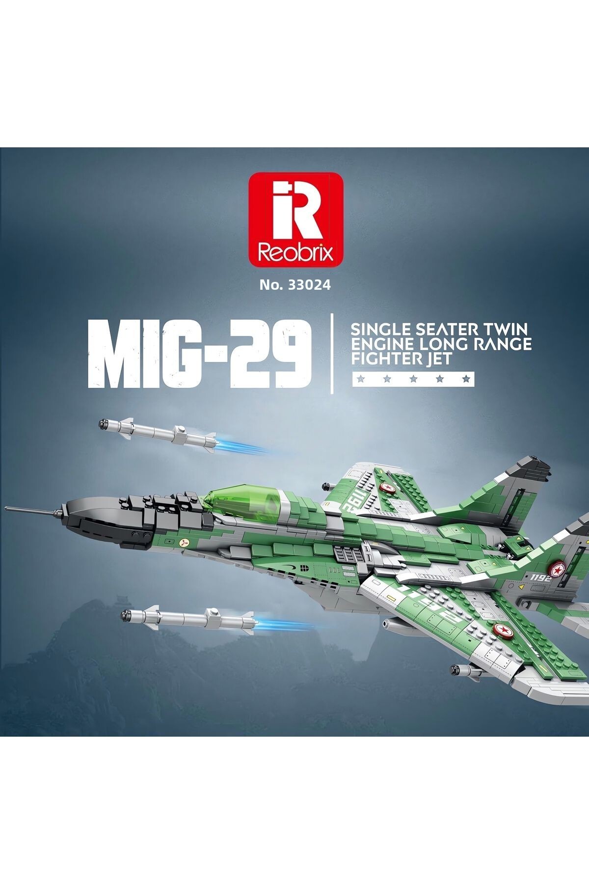 ماکت ساختنی بلوکی فنی هواپیمای جنگنده میگ-۲۹ (۱۸۳۷ قطعه)