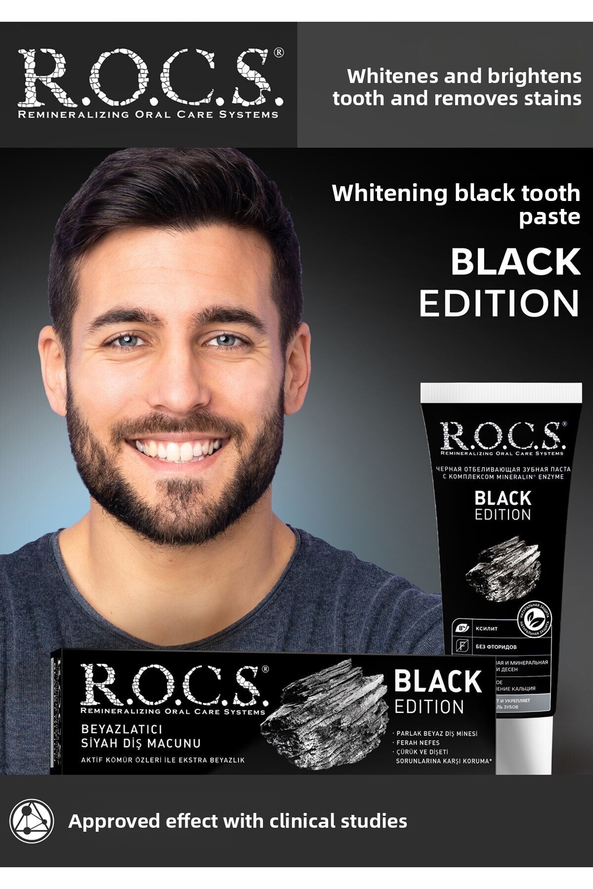 R.O.C.S.-Rocs Black Edition Whitening Toothpaste with Charcoal Extracts - 74 gr 1