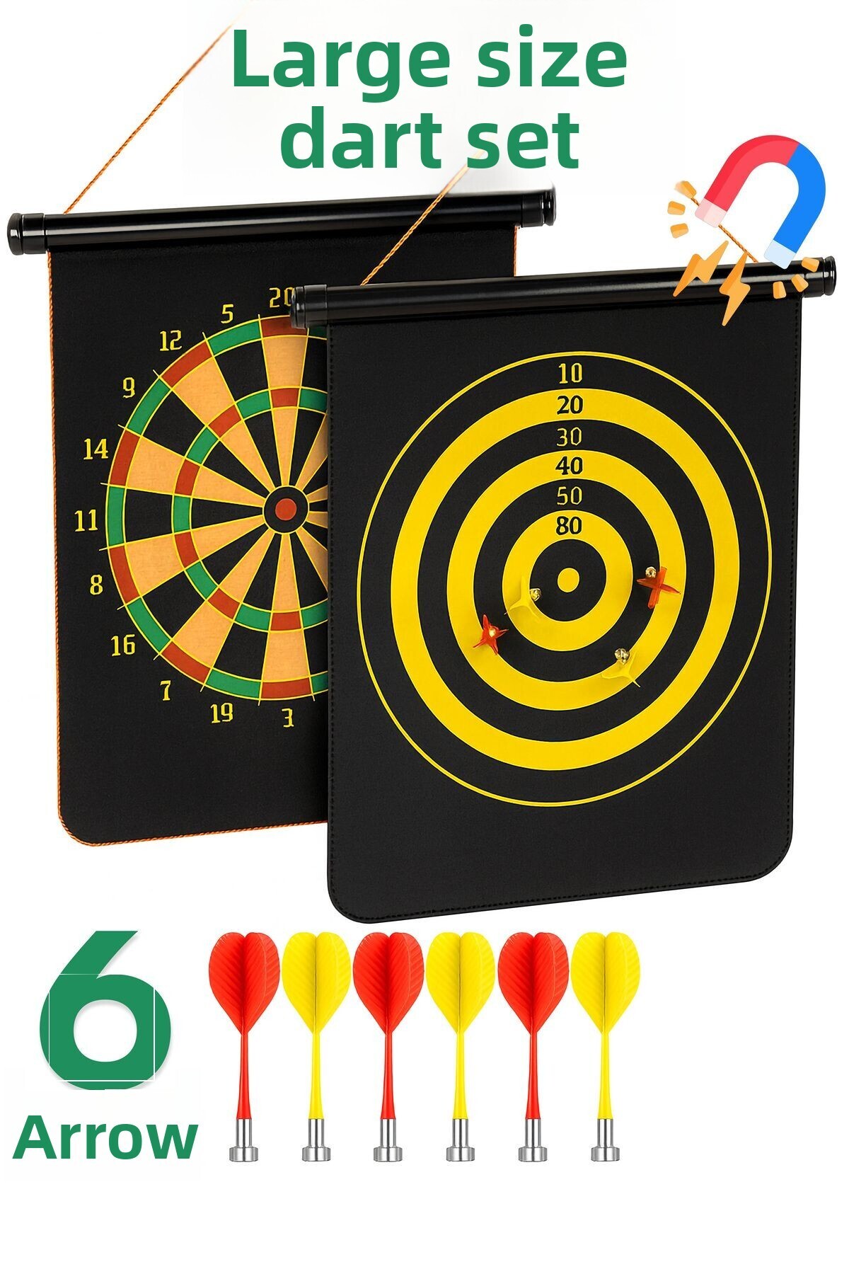 Telvesse-Large Size 6 Arrows Magnetic Dart Set Bidirectional Magnetic Wall Dart Game That Does Not Hurt the Wall 1