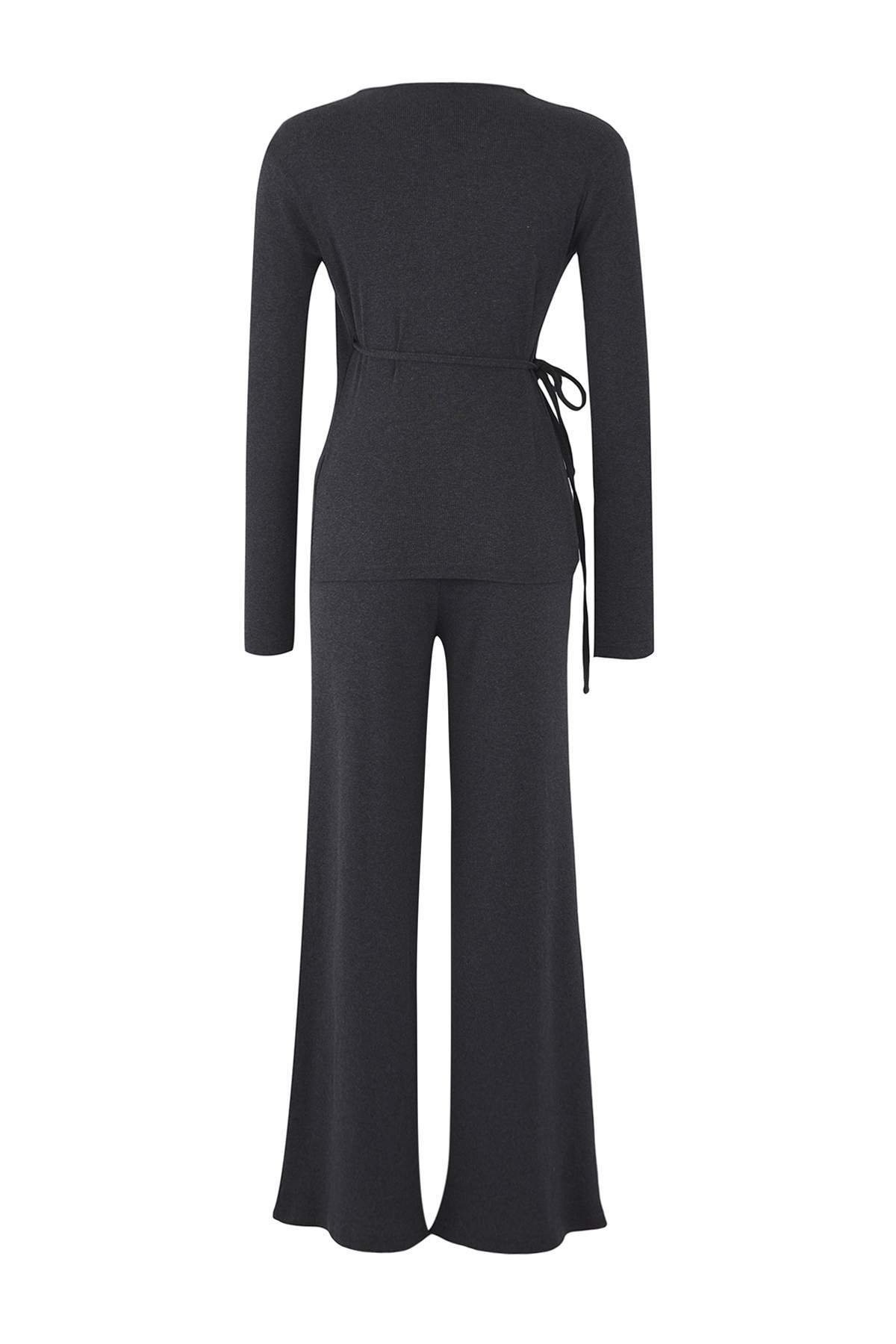Trendyolmilla  Antrasit Anvelop Wideleg/Geniş Paça Örme Alt-Üst Takım TWOAW26AU00030 - Görsel 6