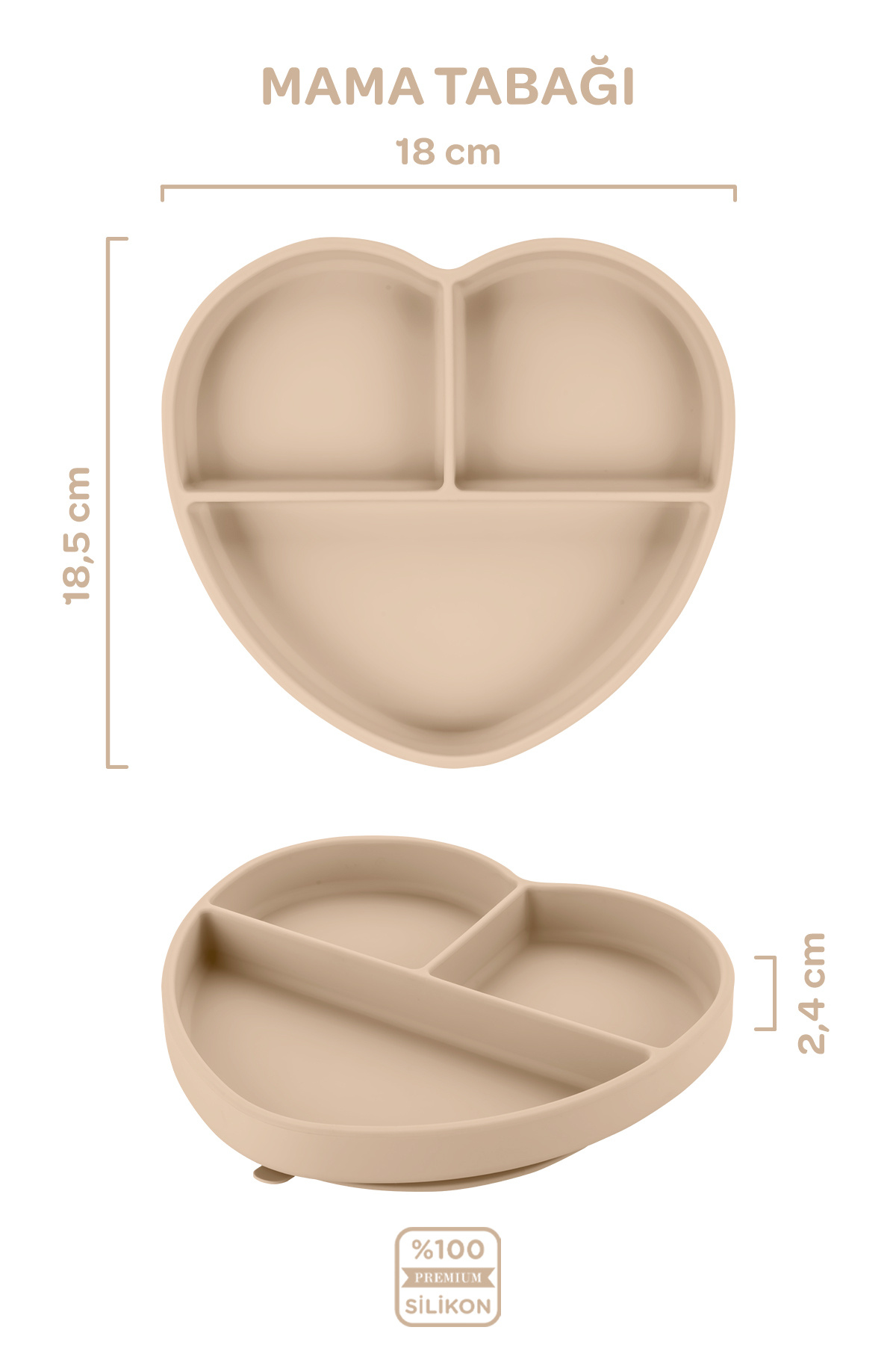 Moki Silikon Beslenme Seti 4'lü Latte Bej / Mama Önlüğü, Mama Tabağı, Bandırma Kaşığı, Kulplu Bardak fotoğrafı 3 (önizleme)