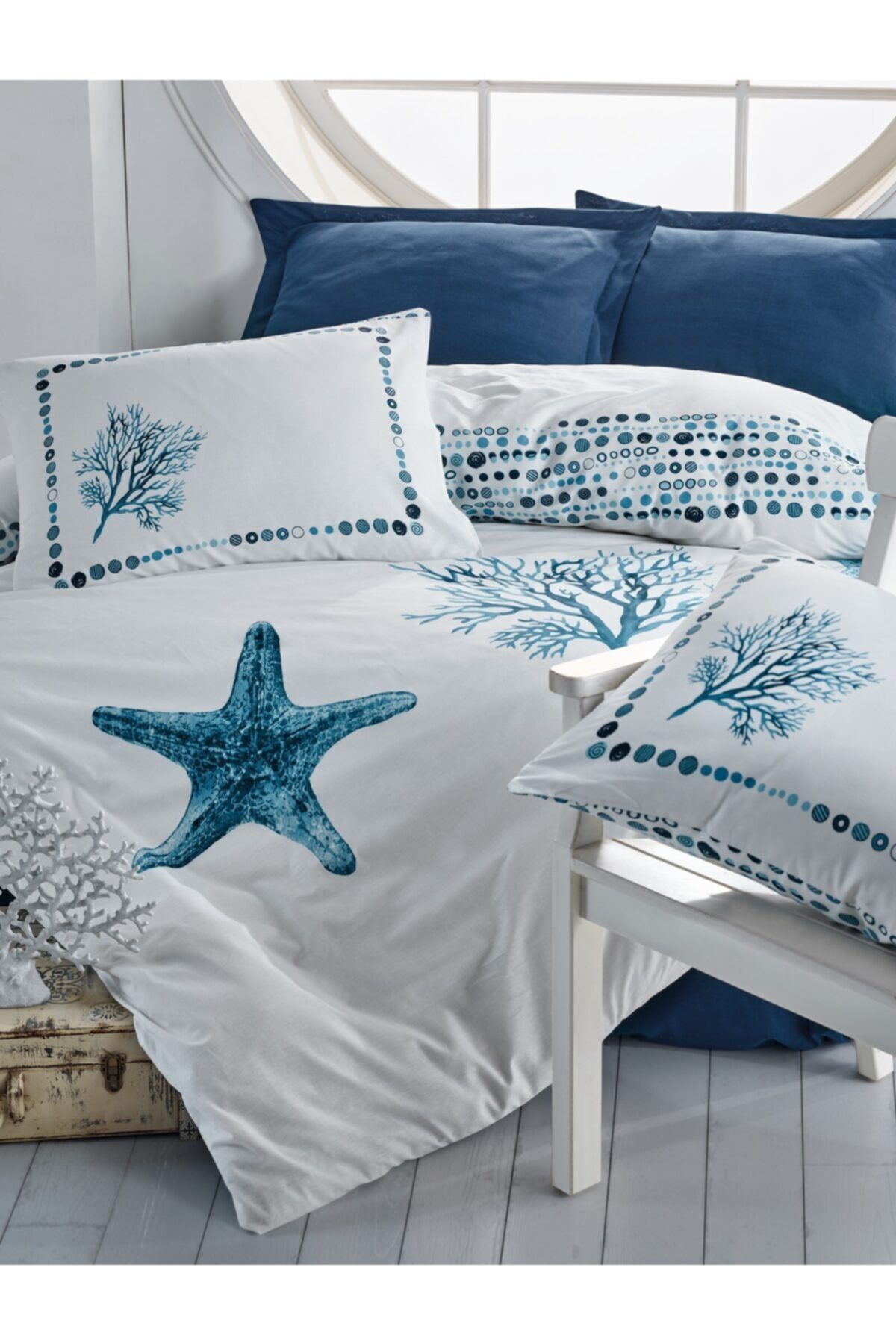 Cotton Box-Σετ Παπλωματοθήκη Maritime Single Star Navy Blue 1