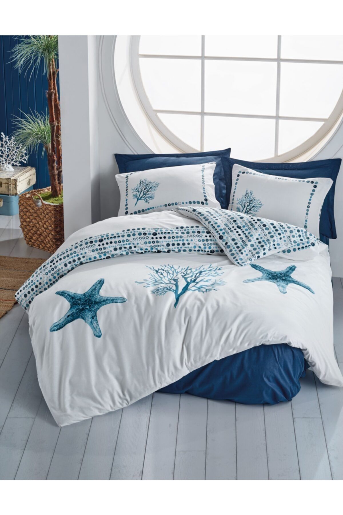 Cotton Box-Σετ Παπλωματοθήκη Maritime Single Star Navy Blue 2
