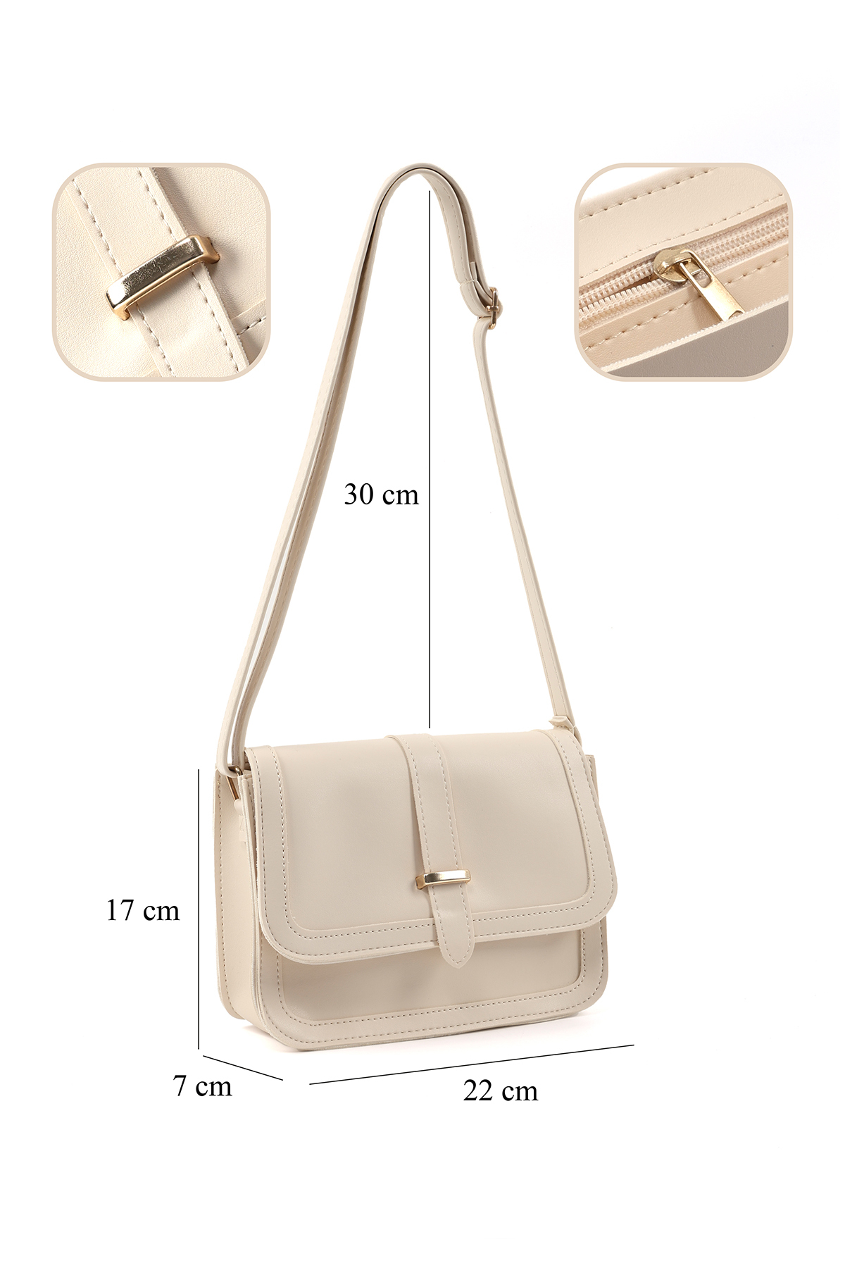 Shaka Krem Shk127 Suni Deri İç Fermuar Cepli Çıtçıt Kapamalı El,Kol ve Omuz Çantası fotoğrafı 4 (önizleme)