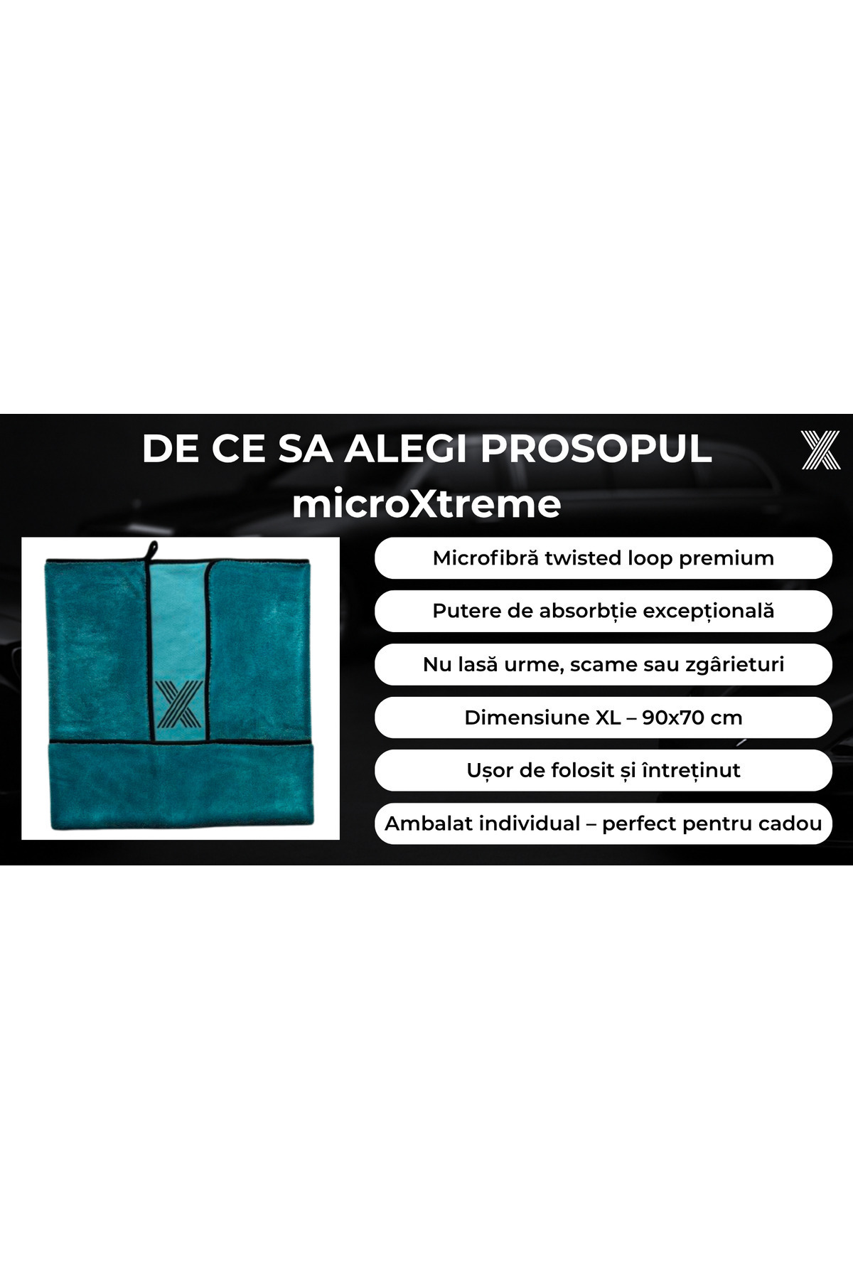 microXtreme-XL Car Drying Towel/Cloth – Super Absorbent, Traceless, 90×70 cm, Twisted Loop Microfiber 6