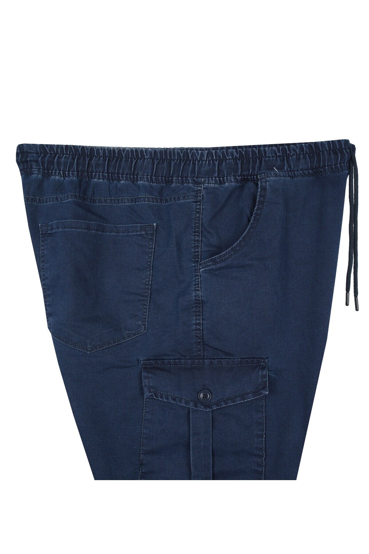 marufshop Erkek Büyük Beden 100-156 Kilo Arası İçin Uygun Kargo Cepli Jogger Kot Pantolon Lacivert görsel 4