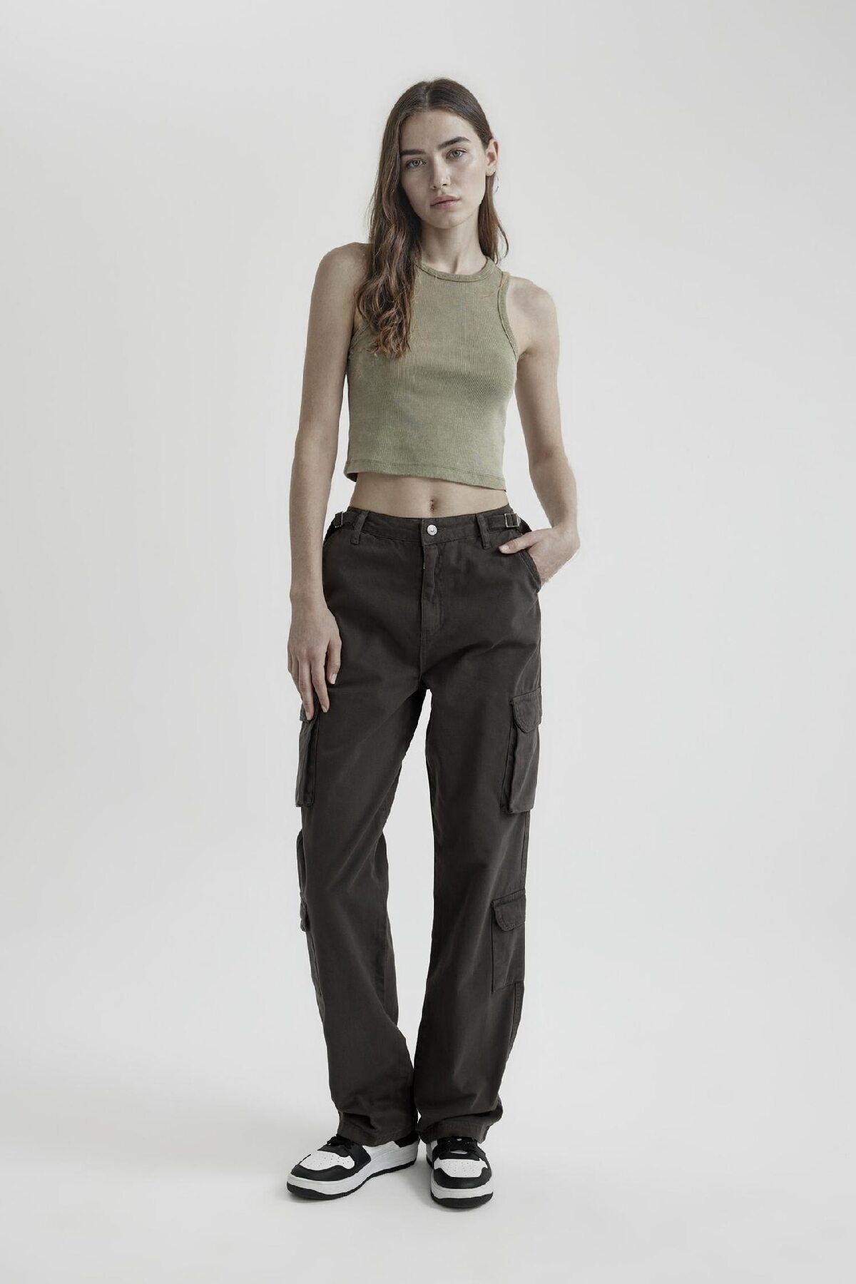 DeFacto-Coool Fitted Ribbed Camisole Washable Pale Effect Athlete C2128AX24SP 5