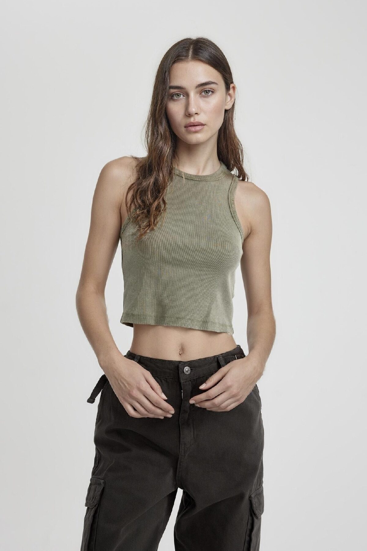 DeFacto-Coool Fitted Ribbed Camisole Washable Pale Effect Athlete C2128AX24SP 7
