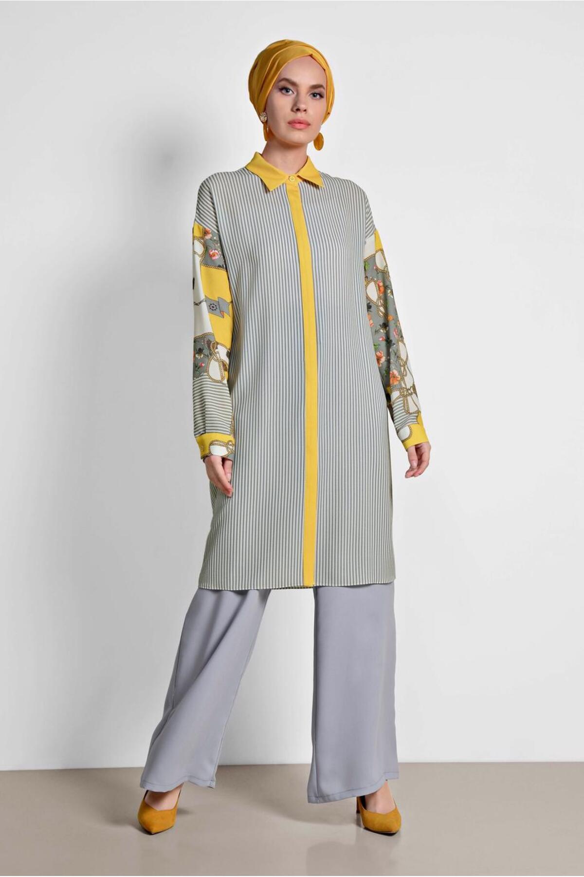 آلوینا تونیک طرح‌دار راه‌راه و گلدار ۴۱۱۳